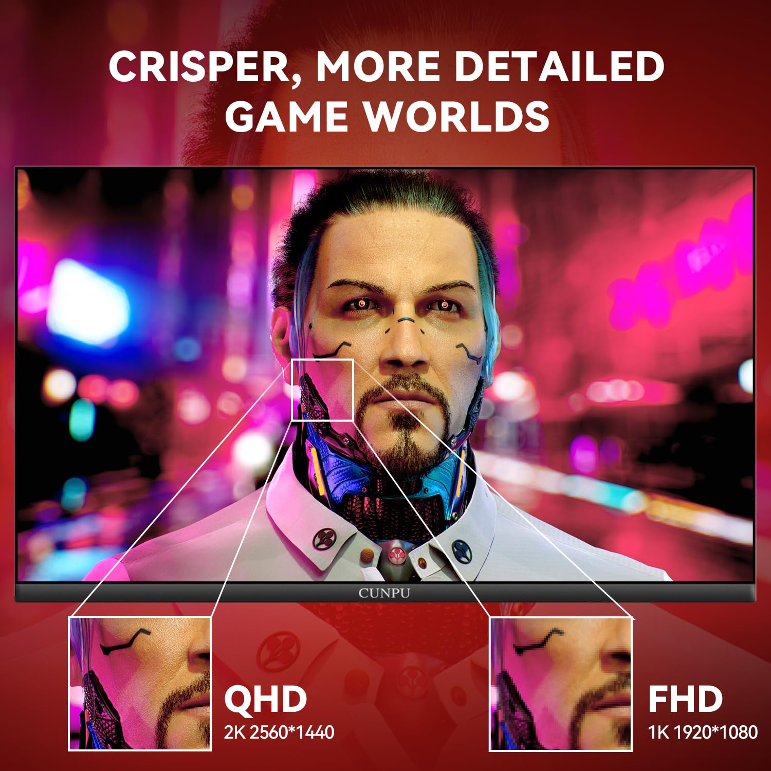 CUNPU 24 Inch 1080P 200Hz Gaming Monitor, FHD Fast IPS Panel, 124% sRGB 1ms HDR Zero-Frame Computer Monitor, Built-in Speaker, HDMI 2.1, DisplayPort 1.4, FreeSync & G-Sync, Tilt, VESA, Eye Care