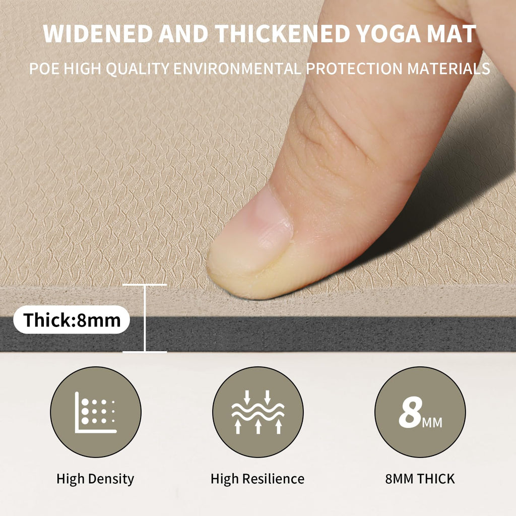 Large Yoga Mat (6'x 4')-POE 0.28''/0.32''/0.4'' Thick Fitness Mat, Eco-Friendly Exercise Mat for Home Workouts, Ideal for Yoga and Pilates