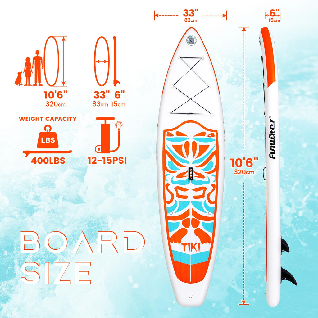 FunWater Inflatable Ultra-Light Stand Up Paddle Board for All Skill Levels with Premium SUP Paddleboard Accessories,Non-Slip Comfort Deck for Youth & Adults