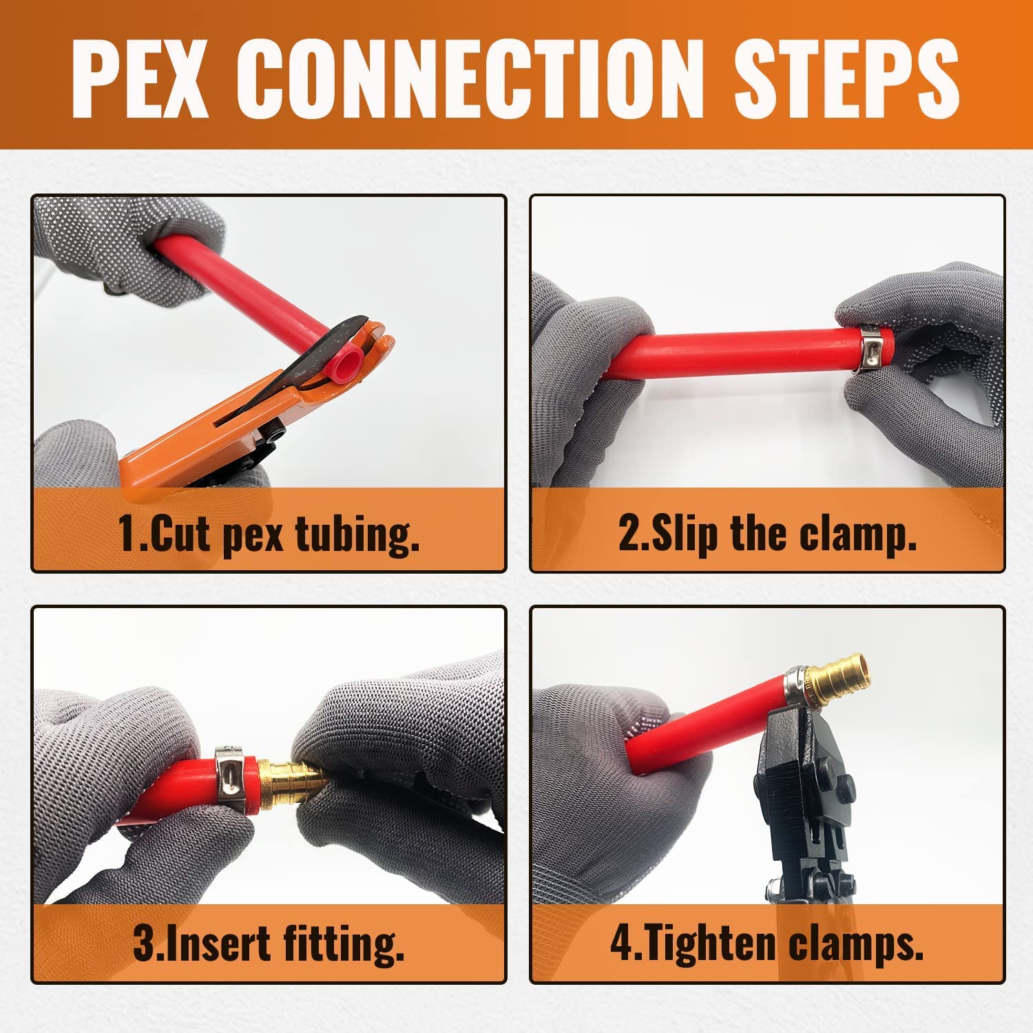 SUNGATOR 15-Pack 1/2 Inch PEX Fittings, 5 Each Elbow Tee Coupling, No Lead Brass, Pex Fittings 1/2 Inch Assortment, UPC, NSF Certified
