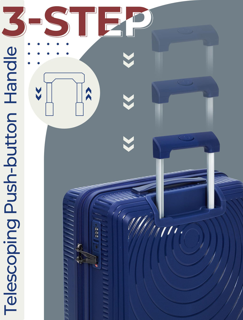 CONCEPTEN Luggage Sets,Suitcases with Wheels, Hardshell Suitcase Set, PP Carry on Luggage Set with TSA Lock, Travel Luggage (Black, Bag Type)