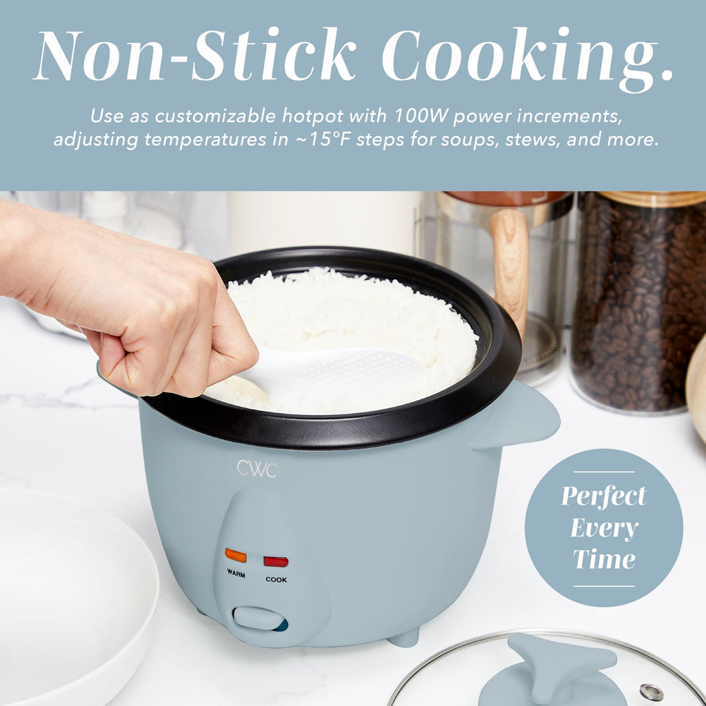 COOK WITH COLOR 6 Cup Rice Cooker 300W - Effortless Cooking and Perfectly, Cooks 3 Cups of Raw Rice for 6 Cups of Cooked Rice, Floral Blue