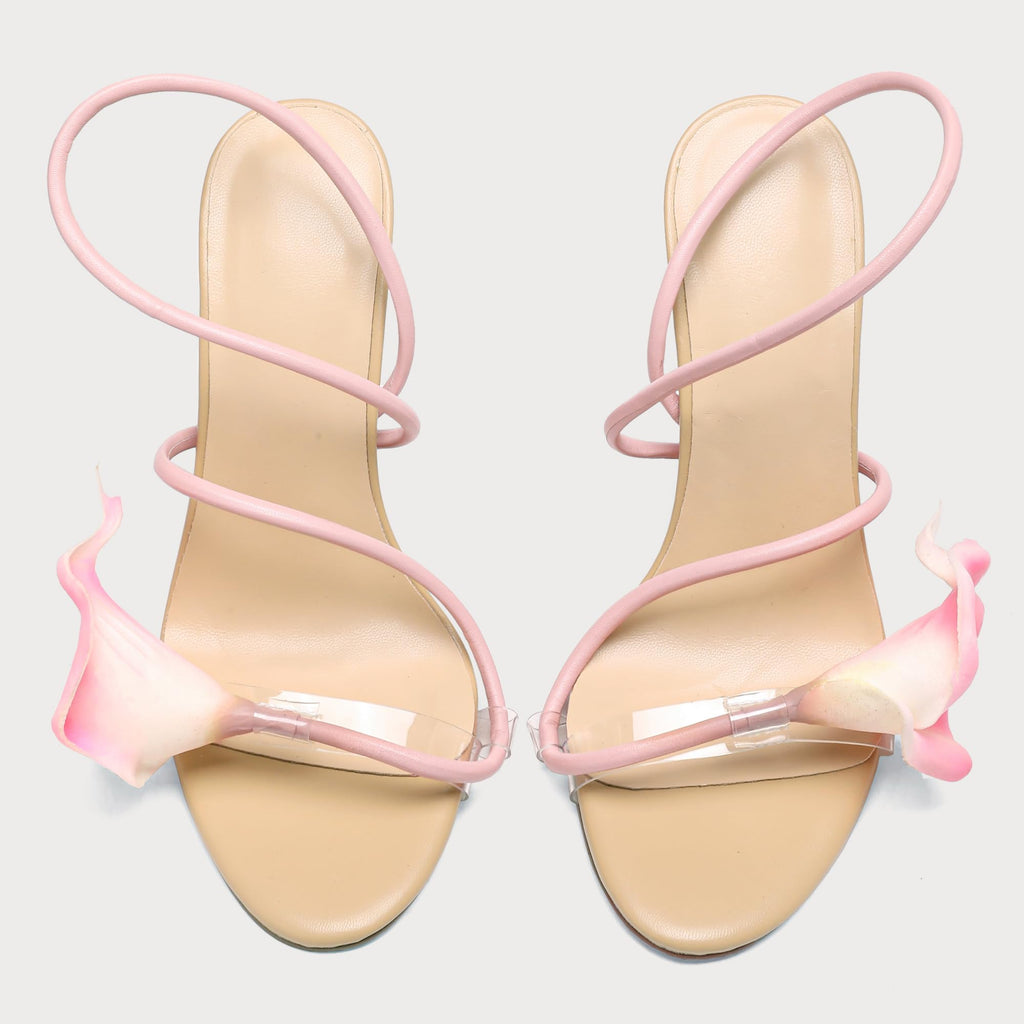 Flower High Heels for Women Calla Lily Open Toe Floral Stilettos Heels Sexy Strappy Wedding Birthday Dressy Heeled Sandals
