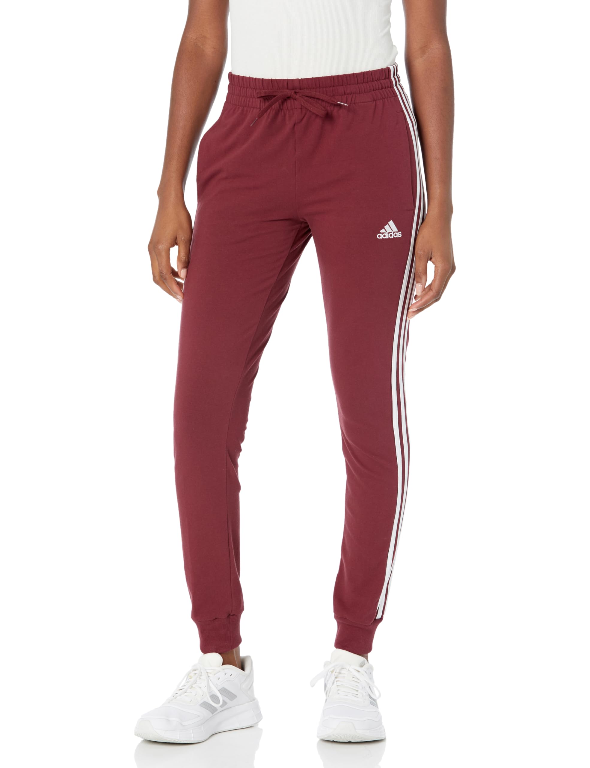 adidas Womens 3-Stripes Drawstring Sweatpants Training Casual - Black