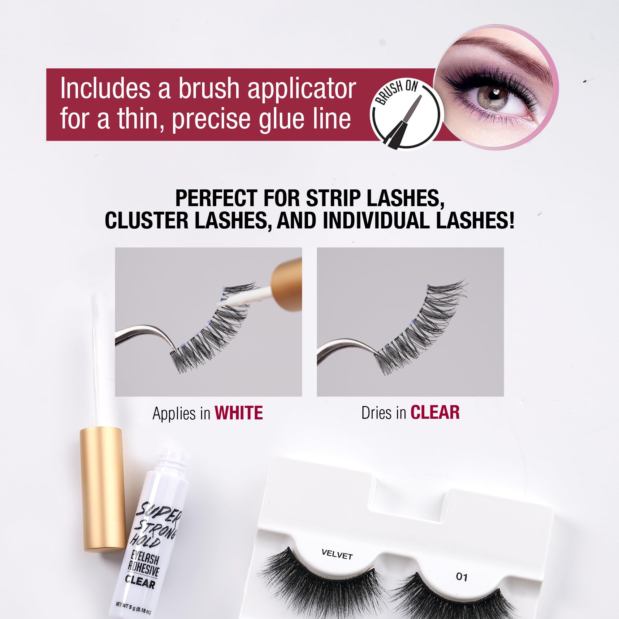 i-ENVY By KISS Super Strong Hold Eyelash Adhesive Waterproof, Long-Lasting Strip Lash Glue, Natural-Looking Allergy & Latex Free with Brush Applicator (Black, 3 Pack)