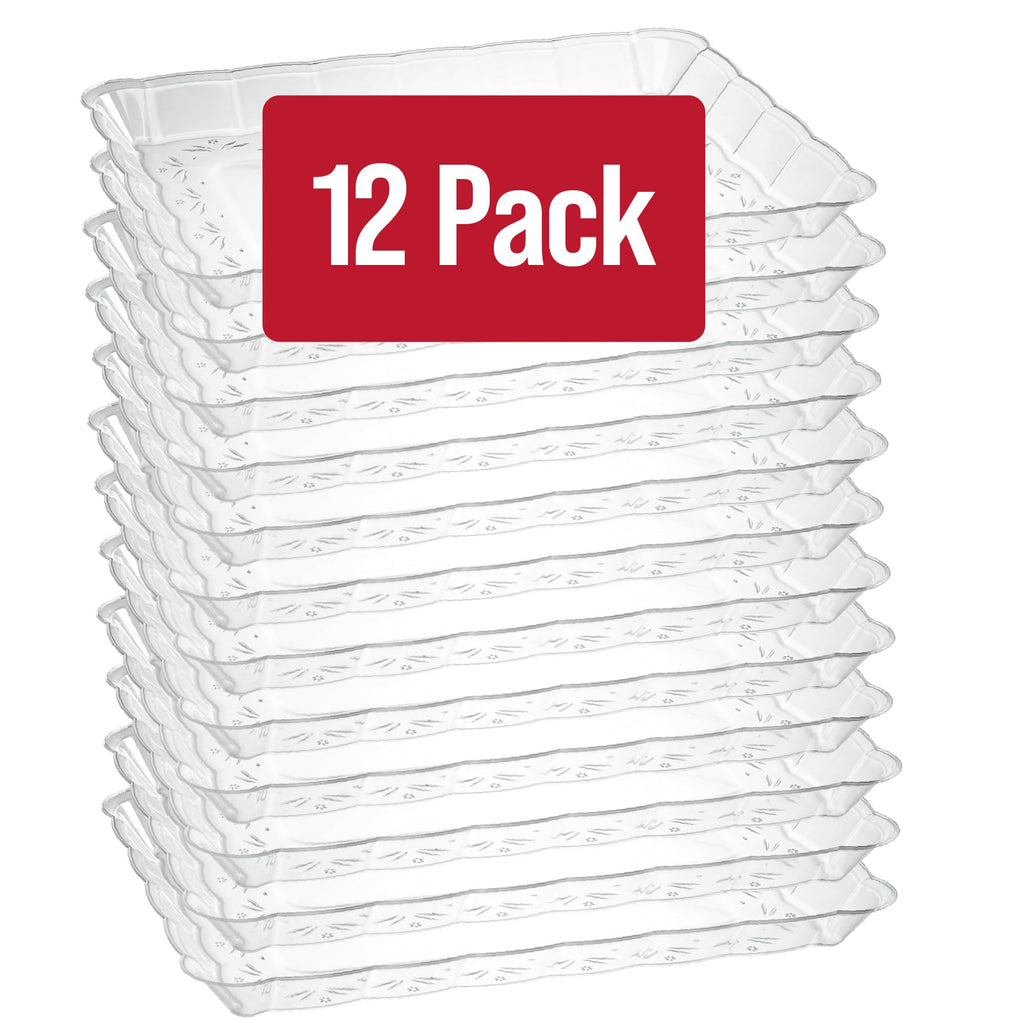 Plasticpro Plastic Serving Trays - Serving Platters Rectangle 9X13 Disposable Party Dish 4 Black Trays