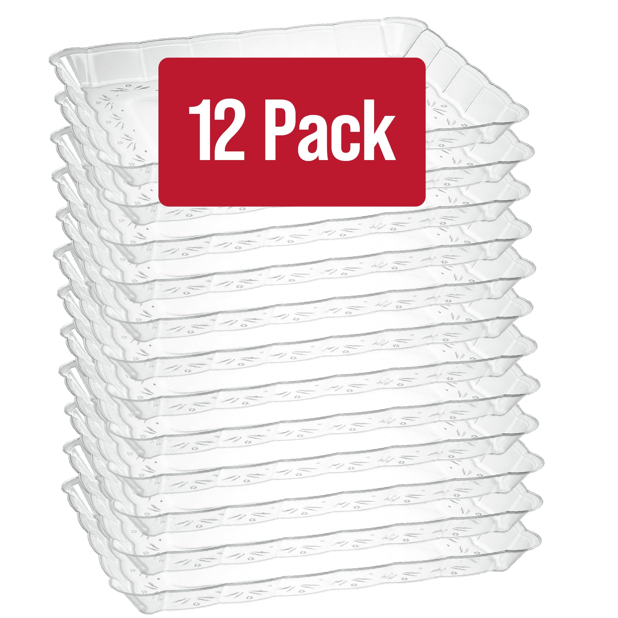 Plasticpro Plastic Serving Trays - Serving Platters Rectangle 9X13 Disposable Party Dish 4 Black Trays