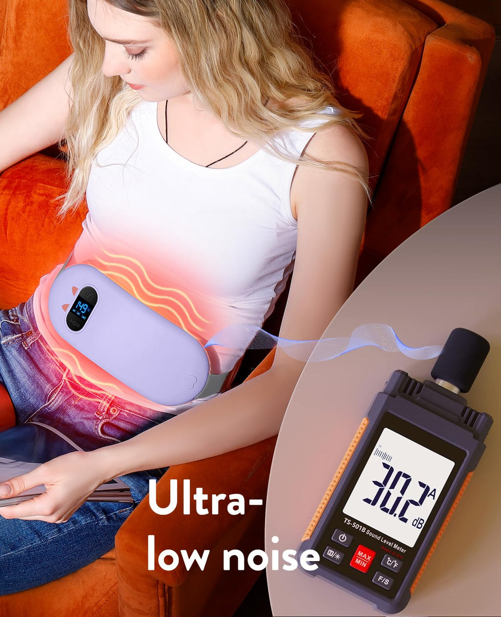 Electric Heating Pad, Portable Cordless Menstrual Heating Pad with 6 Heat Levels and 6 Massage Modes, Fast Large Heating Belly Wrap Belt for Cramps, Back Pain Relief Gifts for Women Girls Her