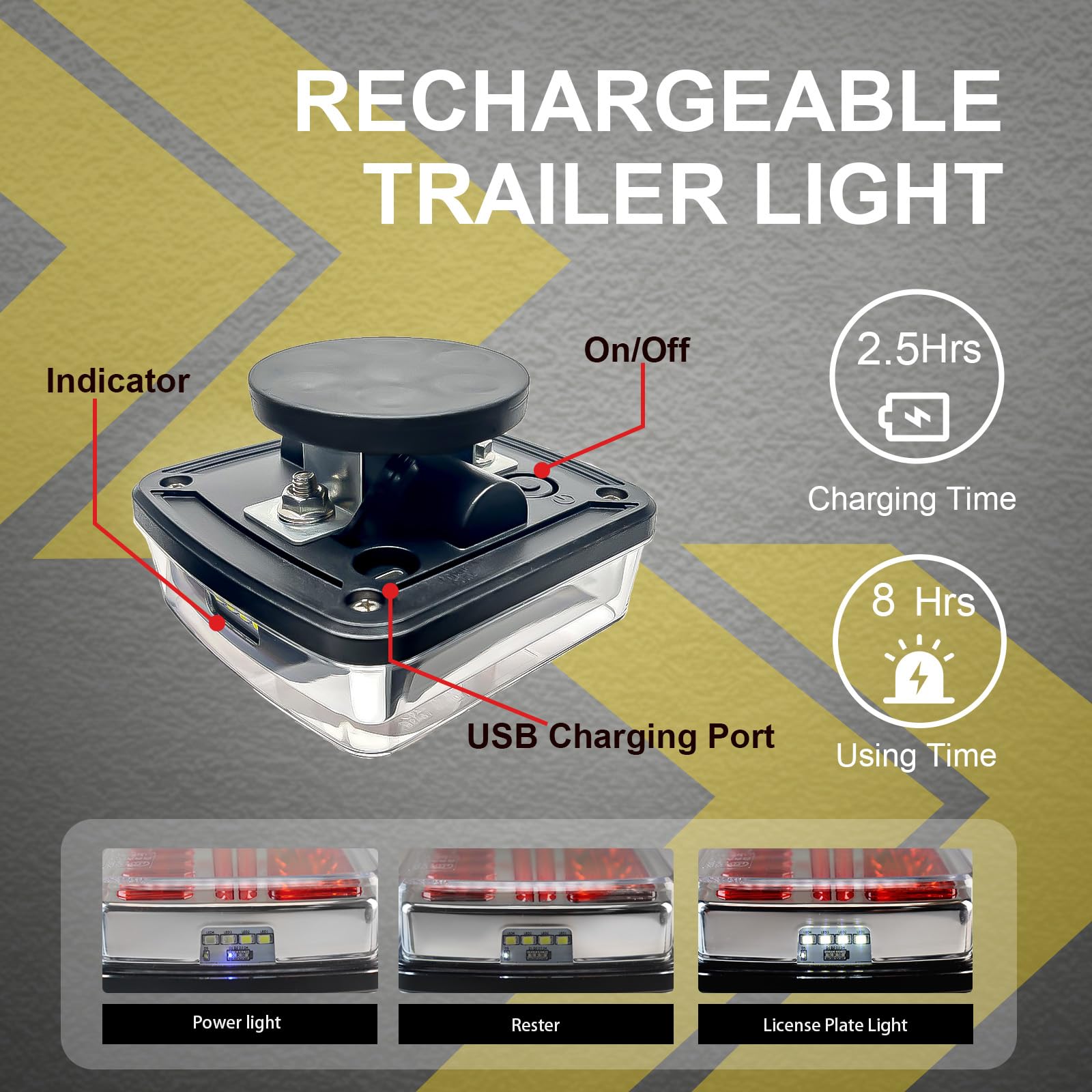 Agrieyes Halo Wireless Trailer Lights, 2 Mounting Options Magnetic Trailer Light for Towing, Portable LED Tow Lights Kit for Trucks, Boat, RV Amber