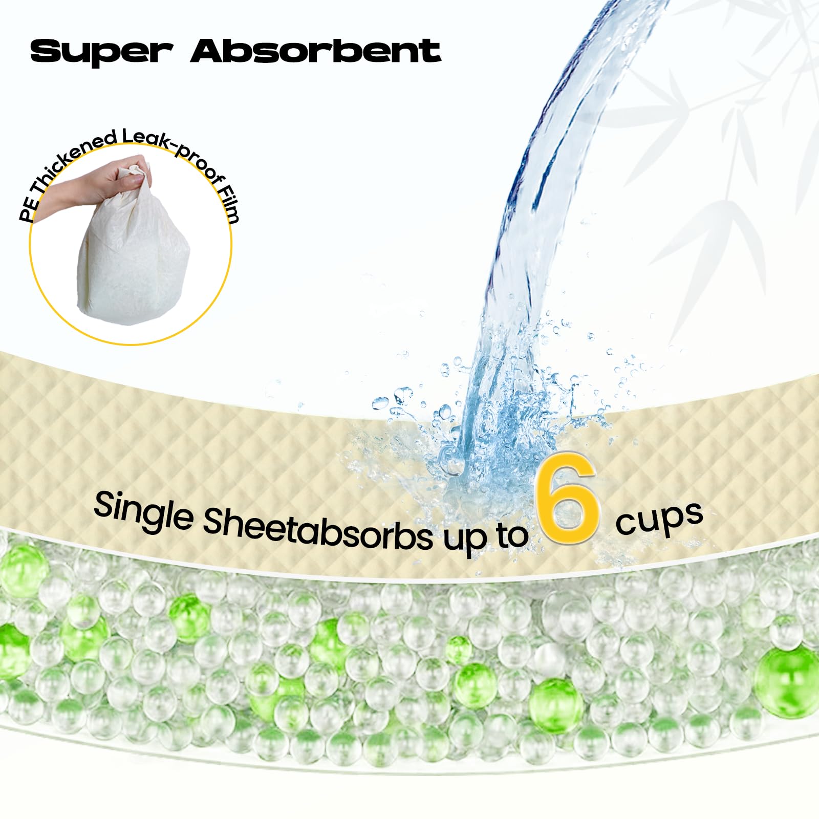 Puppy Pads 30 Count Small 22x22in Bamboo Training Pads Deodorizing Leakproof Quick Drying Dog Pee Pads Super Absorbent Disposable Pee Pads for Dogs Puppies, Doggie, Cats, Rabbits