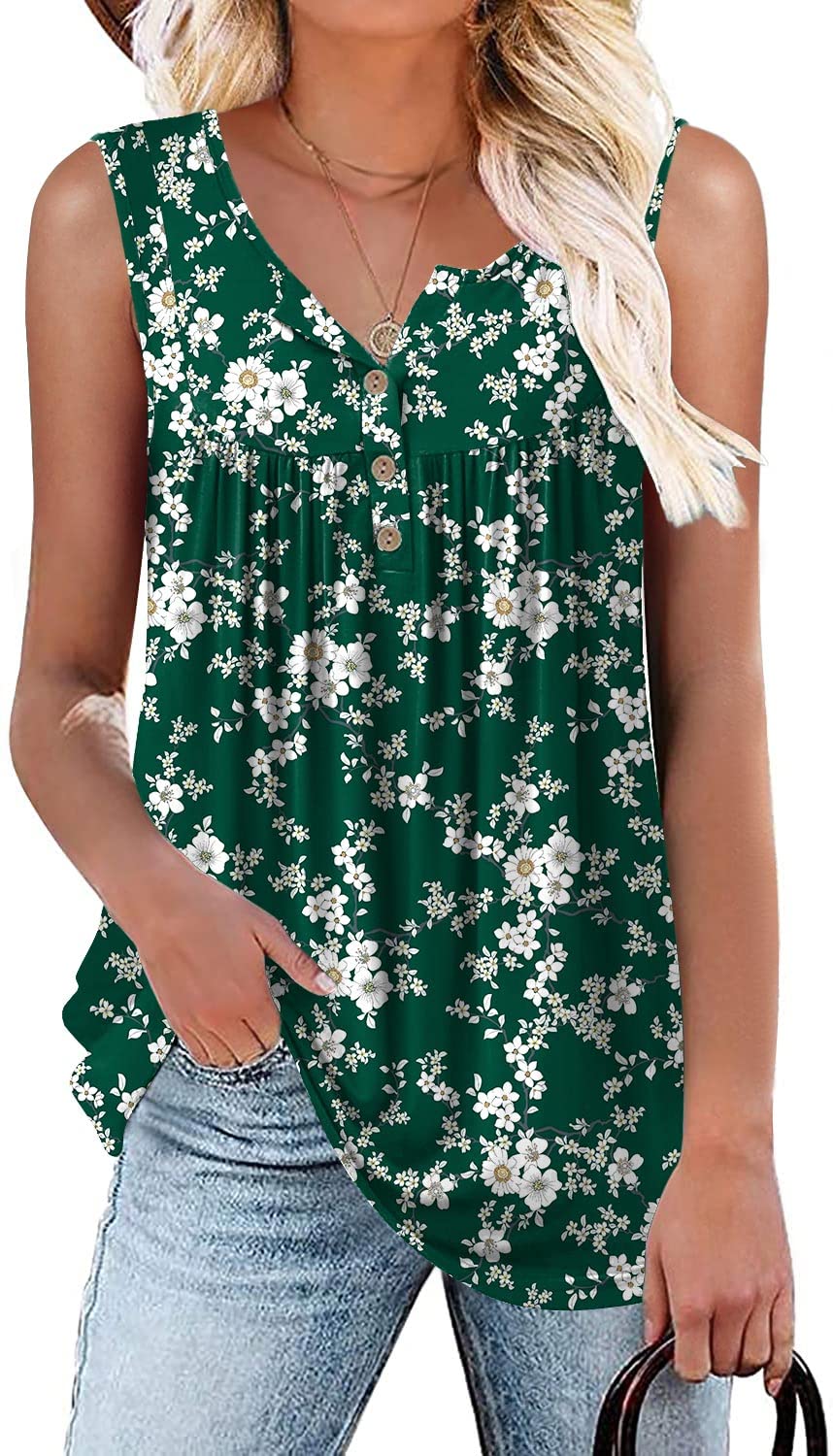 POPYOUNG 2026 Womens Summer Tank Tops Ladies Sleeveless Shirts Loose Fit Casual Blouse