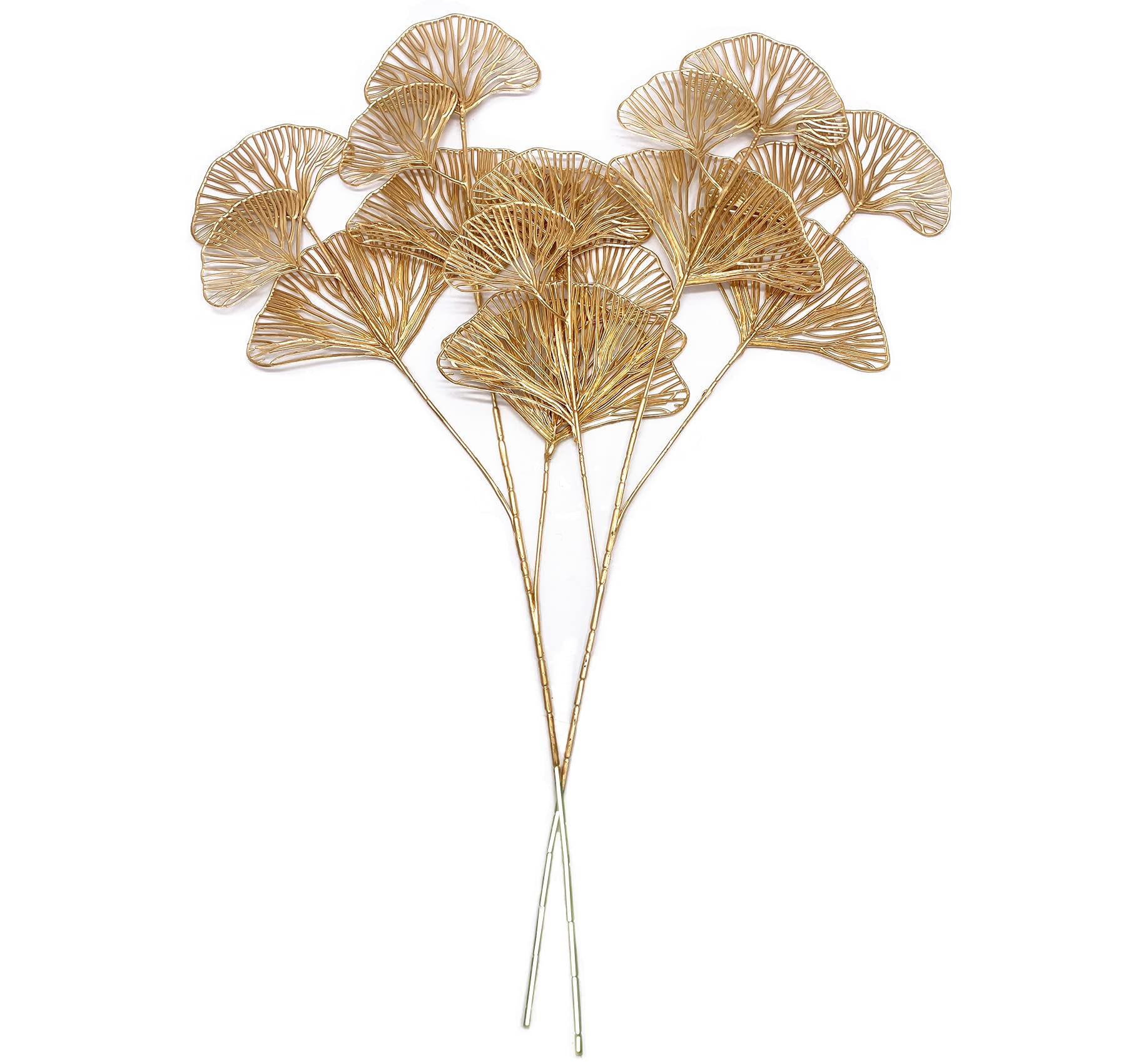 Christmas Decor Artificial Plants, PASYOU Gold Fake Antlers Plastic Grass Shrubs Leaves Indoor Outdoor Home Garden Party Hotel Verandah Wedding Event Faux DIY Decoration - 30 Inch Golden 2 Bunches