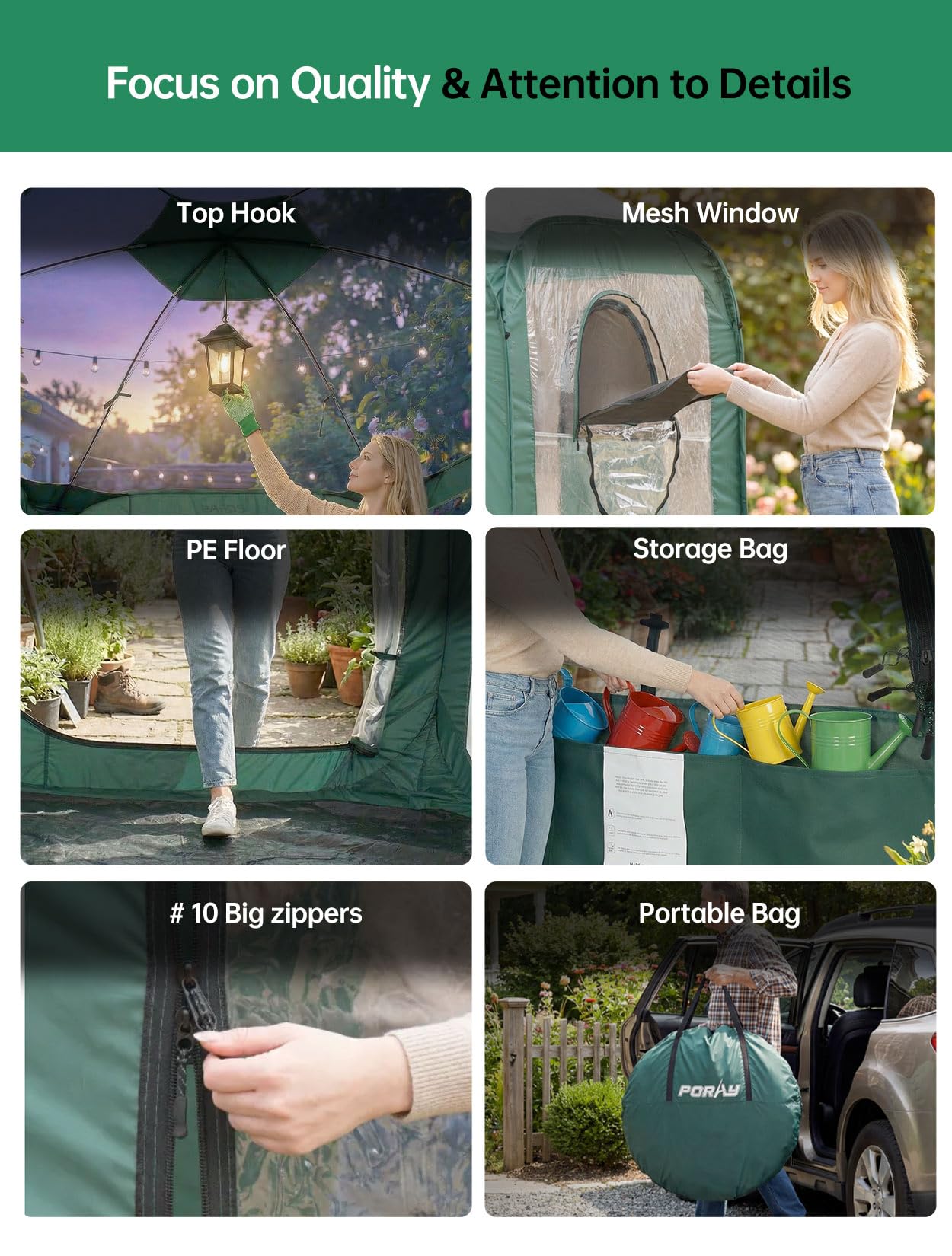 Porayhut Pop Up Greenhouse Tent,Portable X-Large Walk-in Flower House ,Indoor Outdoor Gardening Plant Sunshine Room with PE Mesh Cloth Cover for Protecting Plant from Cold Frost & Birds