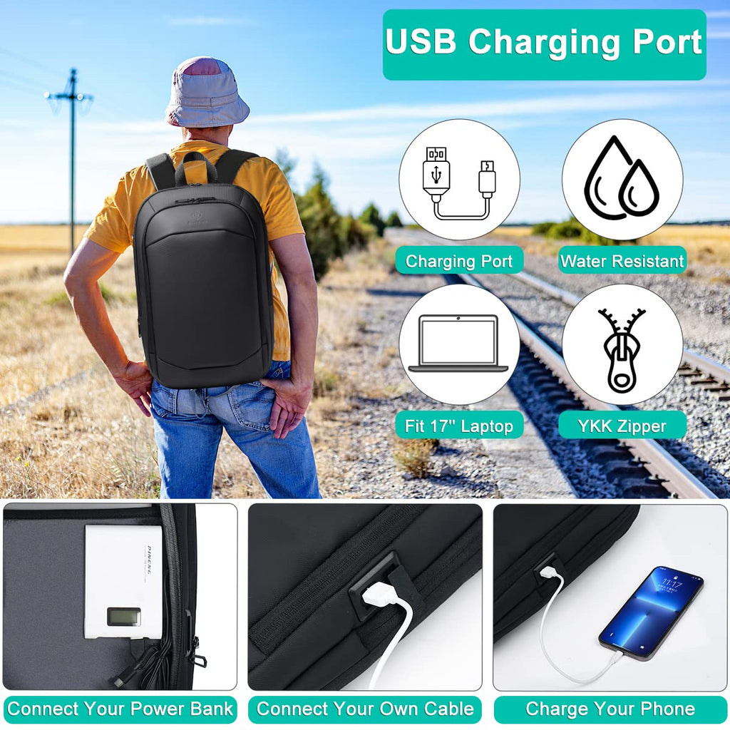 hk Business Backpack for Men 15.6 Inch,Slim & Expandable Waterproof Travel Laptop Backpack, Anti-Theft Lightweight Work Computer Bag, College Laptop Backpacks Gifts for Men Women-Black