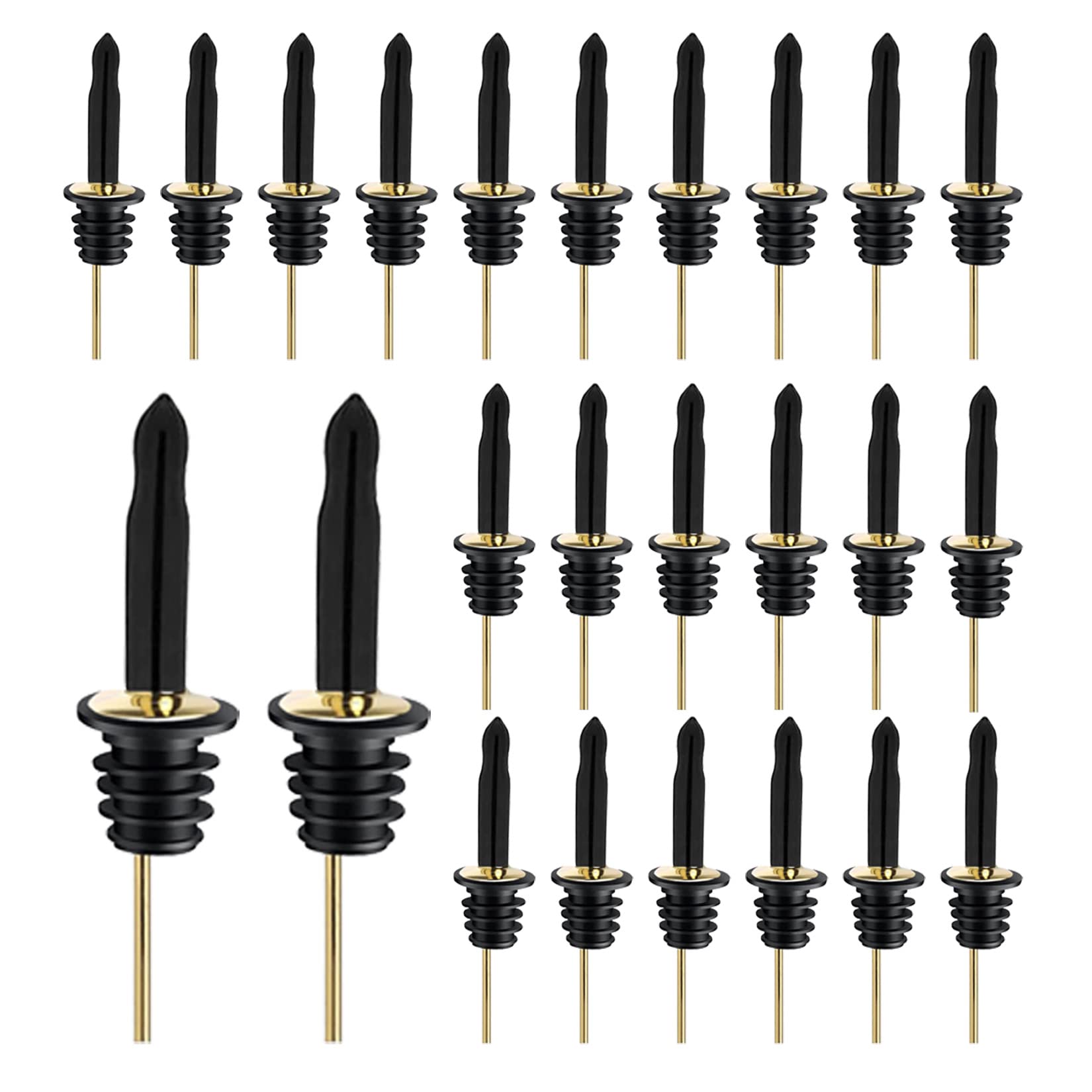 Pafusen 6 Pack Liquor Bottle Pourers, Liquor Pour Spout for Liquor Bottles, Stainless Steel Olive oil Dispenser Spout, Alcohol Pourer Spouts Dust Caps Covers Fixed, Gold