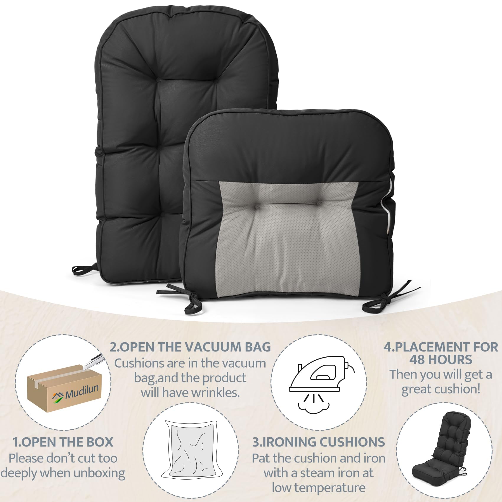 mudilun Rocking Chair Cushion - Non-Slip Tufted 4-Inch Thickened Rocking Chair Cushions with Ties Indoor/Outdoor Wooden Rocking Chair Pad for Living Rooms, Bedrooms, and Balconies