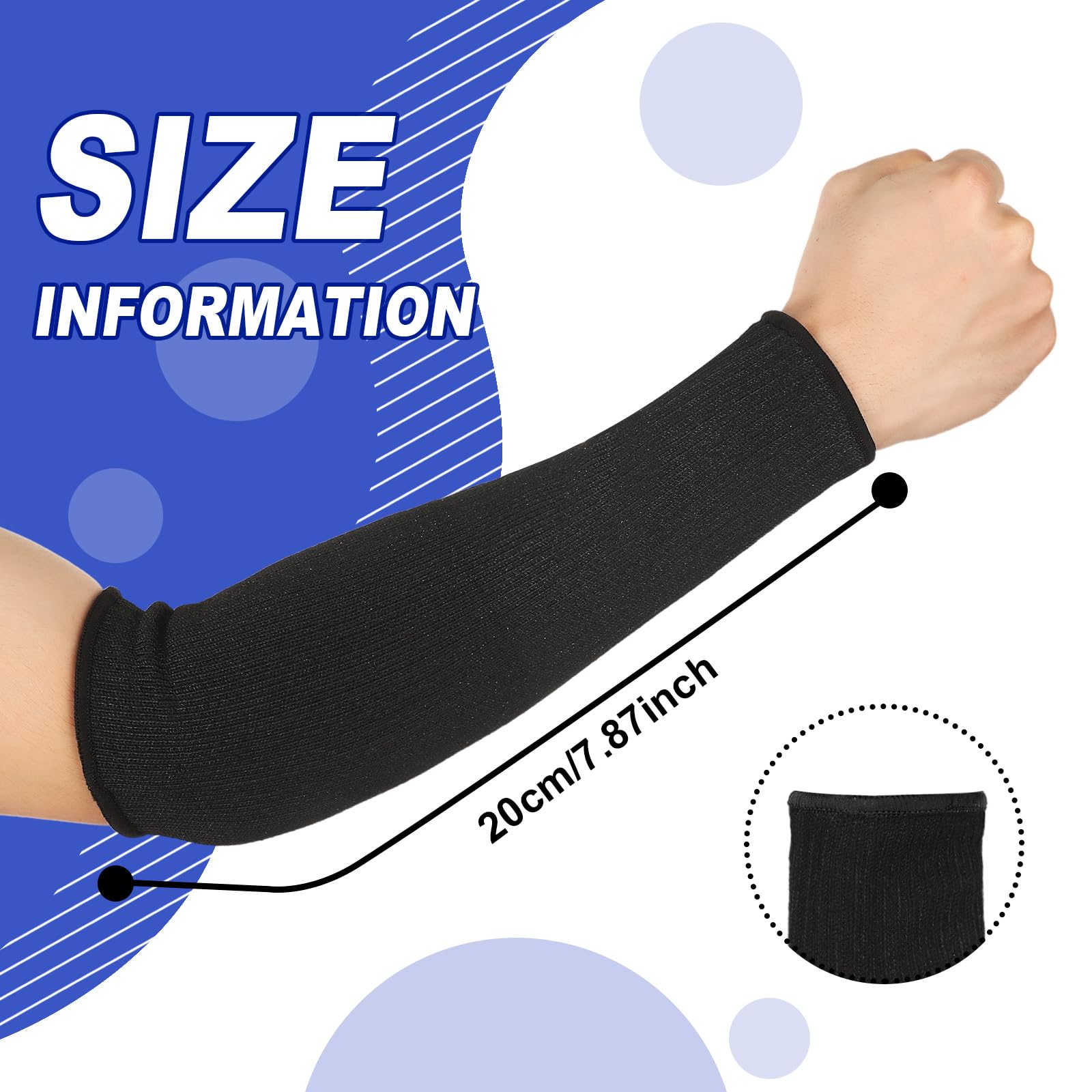 Sintege 3 Pairs Arm Protectors for Thin Skin and Bruising Cut Resistant Forearm Sleeve Level 5 Arm Burn Protection Sleeve (Black,7.9 Inch)