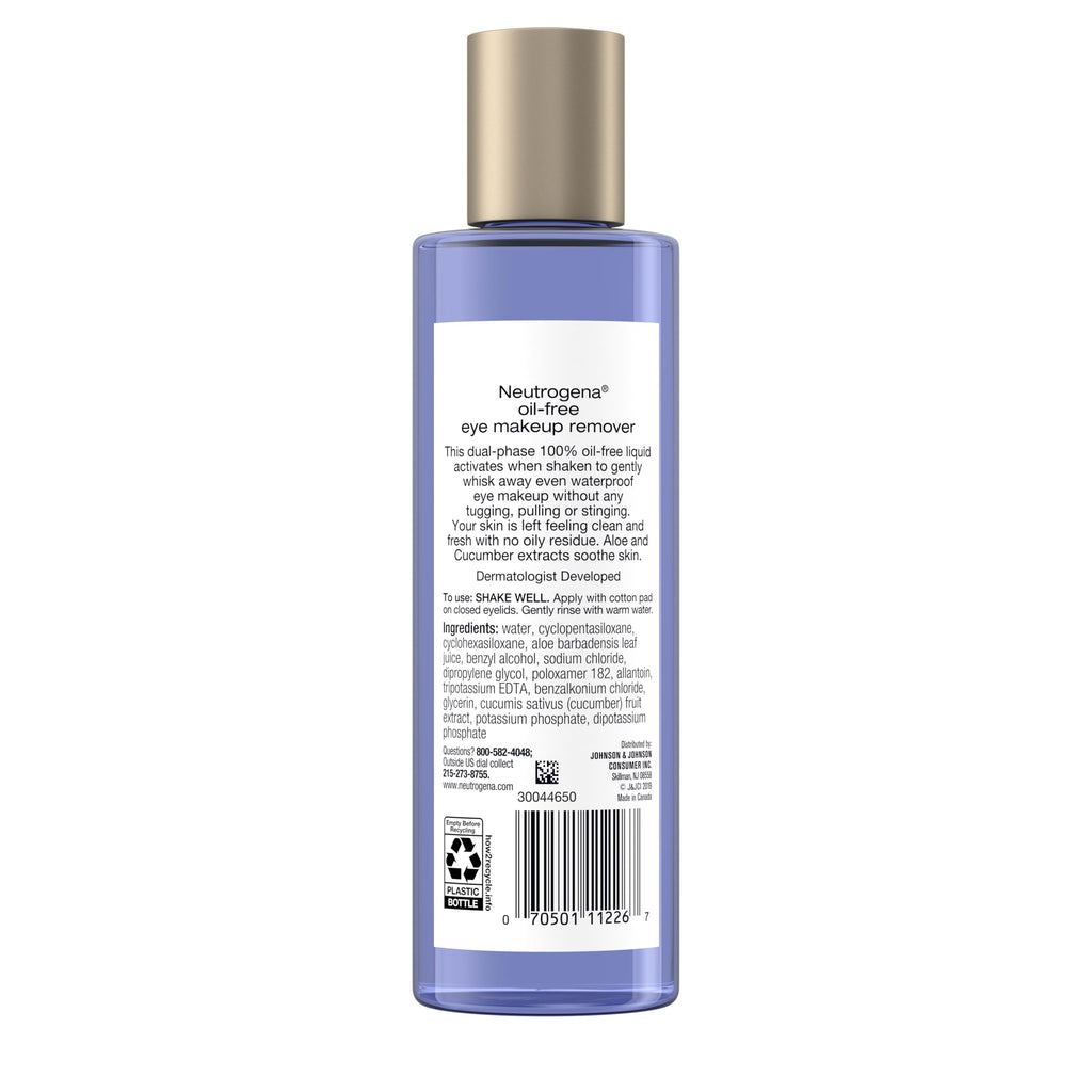 Neutrogena Oil-Free Eye Makeup Remover & Cleanser, Gentle & Non-Greasy Makeup Remover for Waterproof Mascara, 8 fl. Oz, 2 Pack