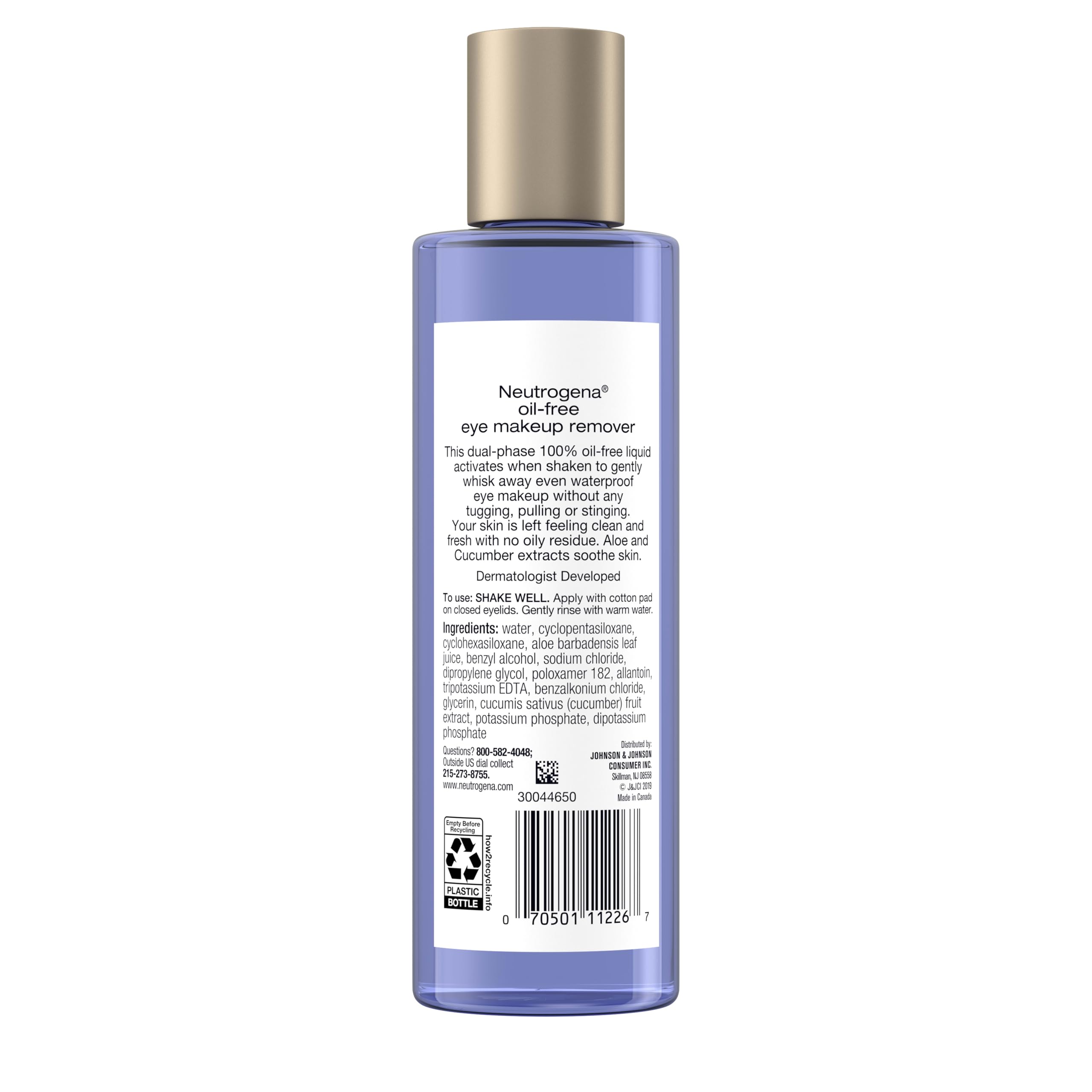 Neutrogena Oil-Free Eye Makeup Remover & Cleanser, Gentle & Non-Greasy Makeup Remover for Waterproof Mascara, 8 fl. Oz, 2 Pack