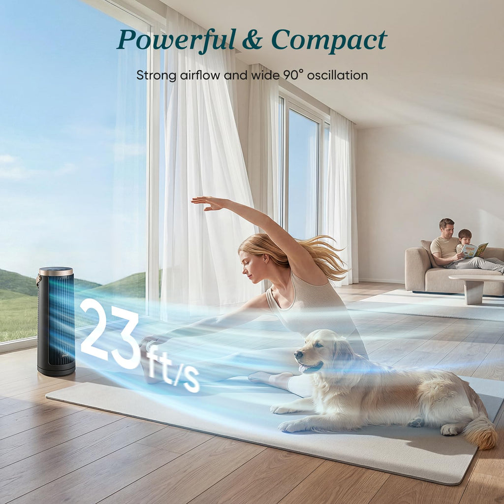 LEVOIT Tower Fan for Bedroom, 90° Oscillating Standing Fan with 28dB Quiet for Sleep, 25ft/s Velocity, 12H Timer, 5 Speeds 4 Modes, Remoter, Bladeless Room Fan for Home, Office, Indoor, 36 inch, White
