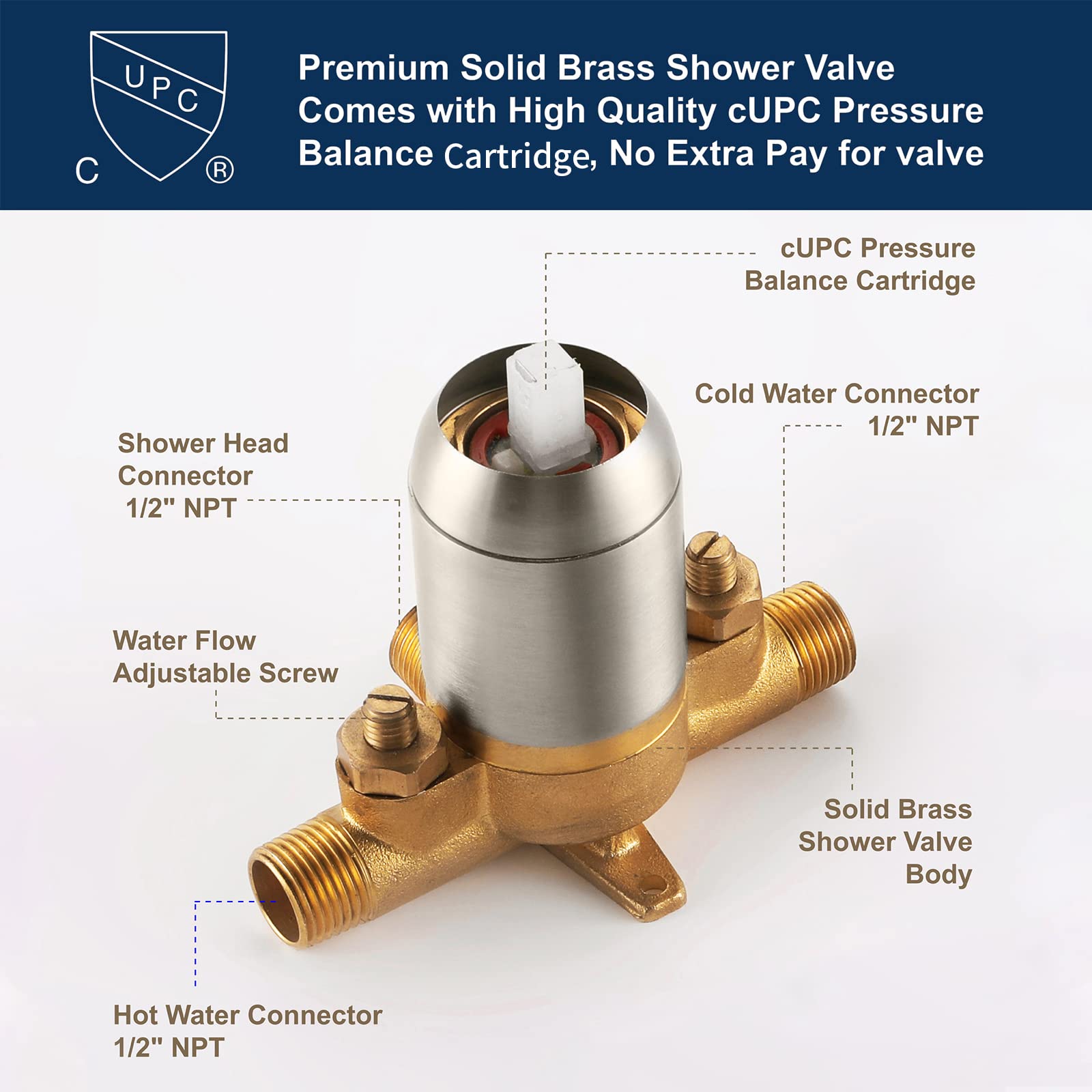 Shower Tub Kit Tub Shower Faucet Combo Set Bathtub Faucet Set Shower System with Tub Spout Shower Valve and Trim Kit Shower Fixtures Brushed Gold