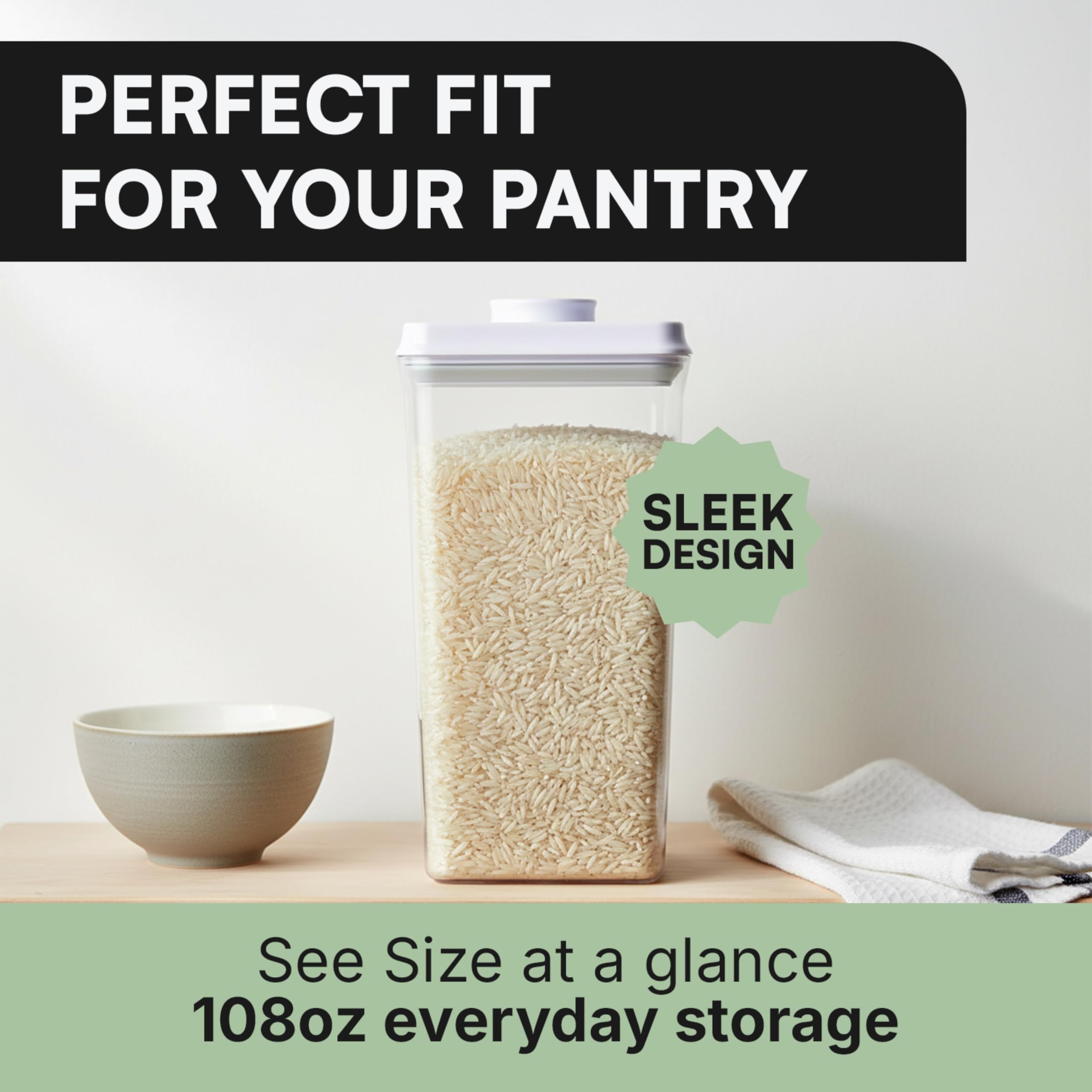 Bop Top Airtight Food Storage Containers with Lid 13.5 Cups / 108 oz | Kitchen Canister Sets | Air Tight Pantry Container | Pop Top Dry Food Storage Containers for Snacks, Sugar, Flour, Baking, Pasta