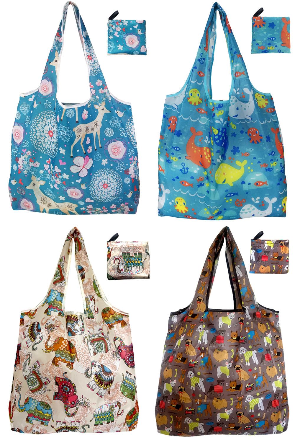 Bolsas de compras reutilizables para comestibles, paquete de 4 de 50 libras bolsas plegables grandes y lavables para mercado, compactas para un fácil almacenamiento, bolsas de tela ligeras y