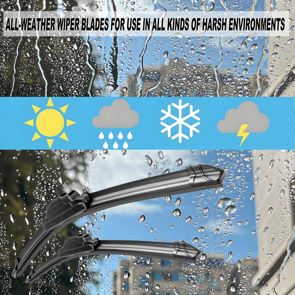ATTKE OEM Quality Front Windscreen Wiper Blades for Jeep Wrangler 1997-2006/Porsche 911 1978-1994/Suzuki Samurai 1986-1995 (13″+13″ Front Windshield Wiper Blade Set)