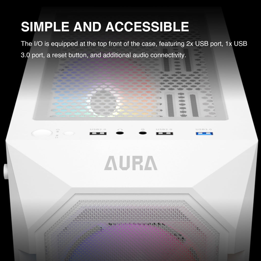 GAMDIAS ATX Mid Tower Gaming Computer PC Case Tempered Glass, Built-in 4X 120mm ARGB Case Fans, Front Airflow Mesh, Up to 6x120mm Fans, 340mm GPU/VGA, 360mm AIO/Radiator, 160mm CPU Cooler