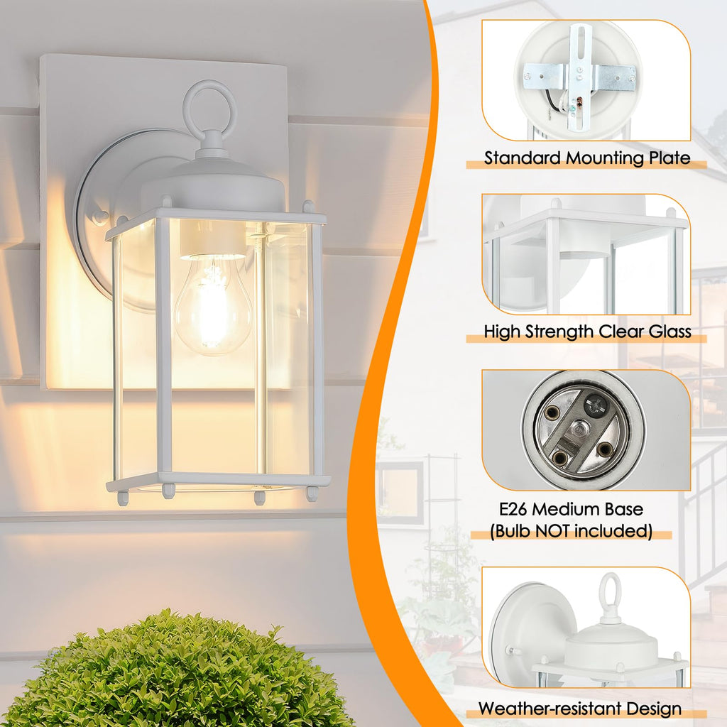 MATAMEYE Outdoor Wall Lantern, Exterior Dark Chocolate Waterproof Wall Sconce Lighting Fixture, Front Door Wall Lamp with Clear Beveled Glass, 2 Pack