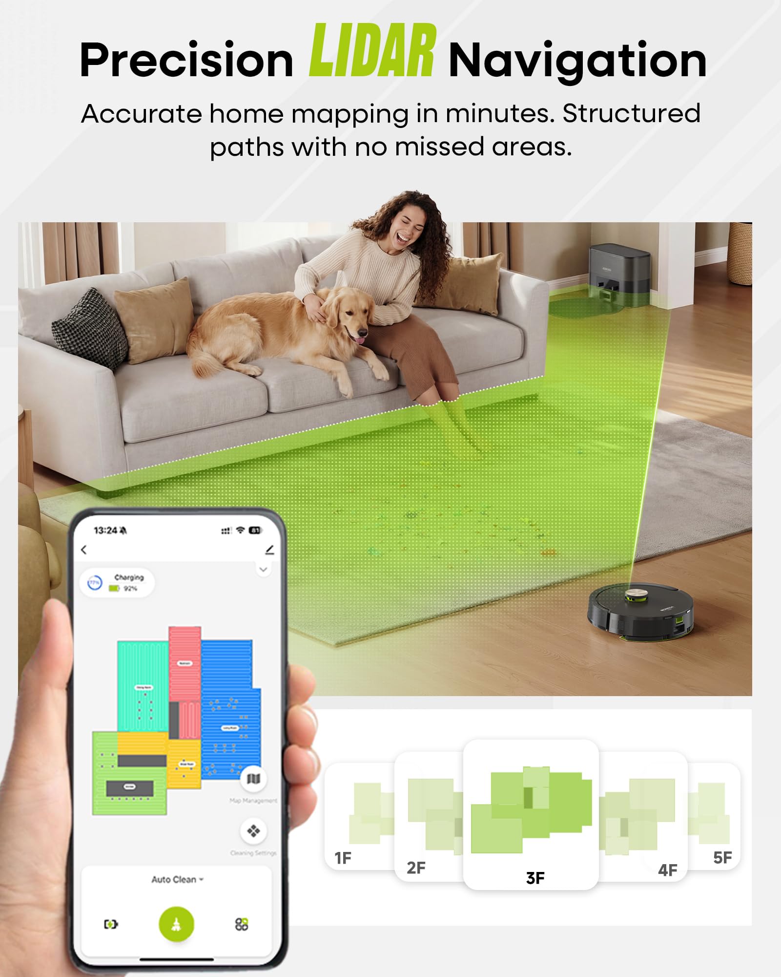 MONSGA Robot Vacuum and Mop, 90 Days Self-Emptying Robotic Vacuum, 8000Pa Suction, Dual Anti-Tangle, LiDAR Navigation, Self-Charging, WiFi/App/Alexa Control, Vacuums for Pet Hair Carpet Hard Floor