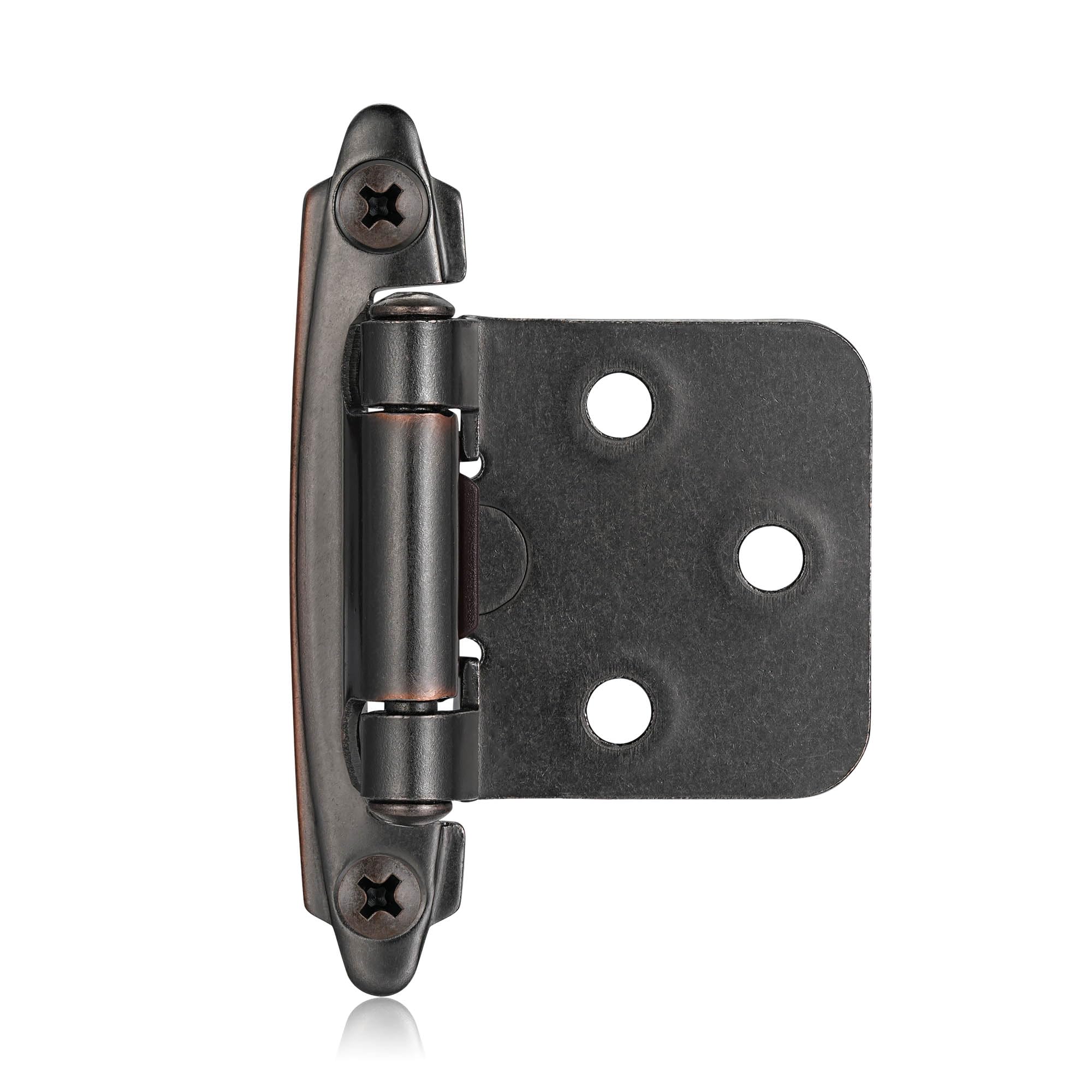 4 Pack (2 Pairs) Antique Brass Self Closing Cabinet Hinges for Kitchen Cabinet Door, 1/2" Overlay (Variable) Semi Concealed Kitchen Cabinet Hinges