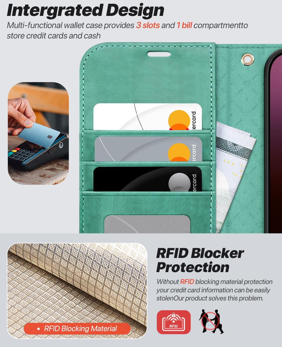 OCASE for iPhone 16 Case Detachable Wallet Case with Card Holder, 2 in 1 Pu Leather Flip Folio with RFID Blocking Stand Wrist Strap Shockproof Phone Cover 6.1 Inch 2024, Black