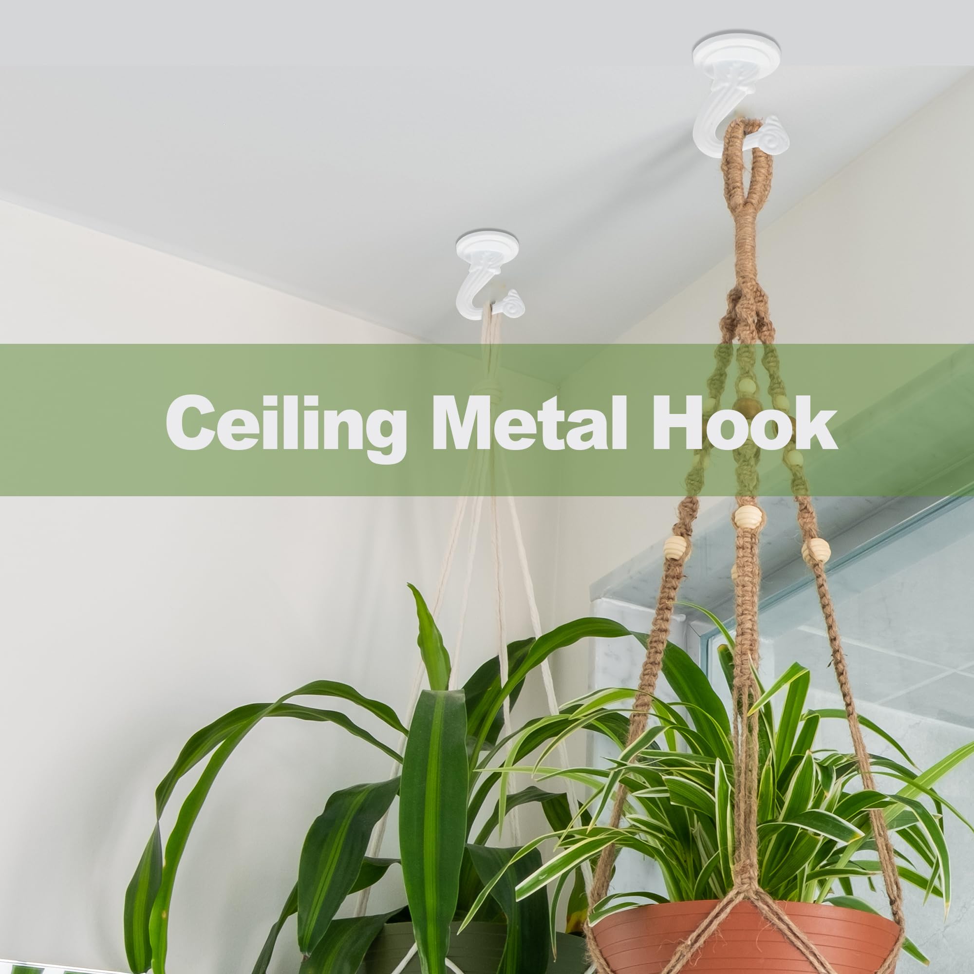 Aidoclip Ceiling Swag Hook Sets - Heavy Duty Hooks with Mounting Hardware for Hanging Plant, Ceiling or Extender Chains - Easy Install with Screws/Brackets (10 pcs - Black)