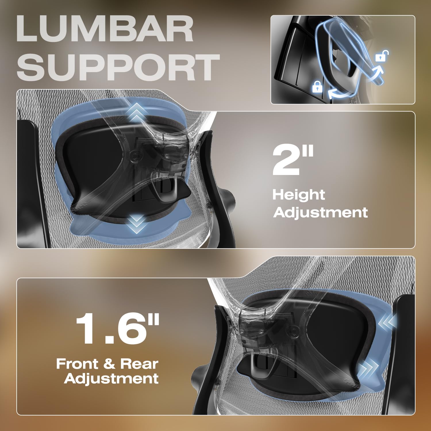 ELABEST X100 Ergonomic Office Chair with Footrest, Big and Tall Home Desk Chair with 5D Flip-Up Arms, Adjustable 3D Lumbar Support,High Back Rolling Computer Chair, Swivel Mesh Chairs (Coffee Break)