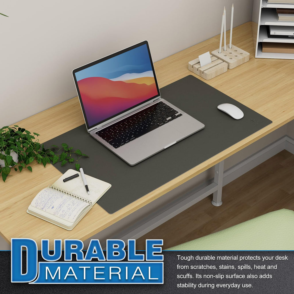 K KNODEL Small Office Leather Desk Mat, Mouse and Keyboard Pad, Computer and Laptop Mat, Desktop Protector and Cover, Writing Pad and Blotter (23.6"x13.8", Black)