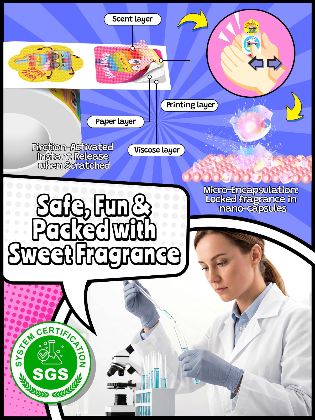 HORIECHALY 3 Rolls Scratch and Sniff Stickers for Kids, 600PCS Smelly Scented Stickers, Kid's Reward Sticker, Classroom Teacher Must Haves, School Supplies Incentives Christmas Children‘s Gift-1.57''