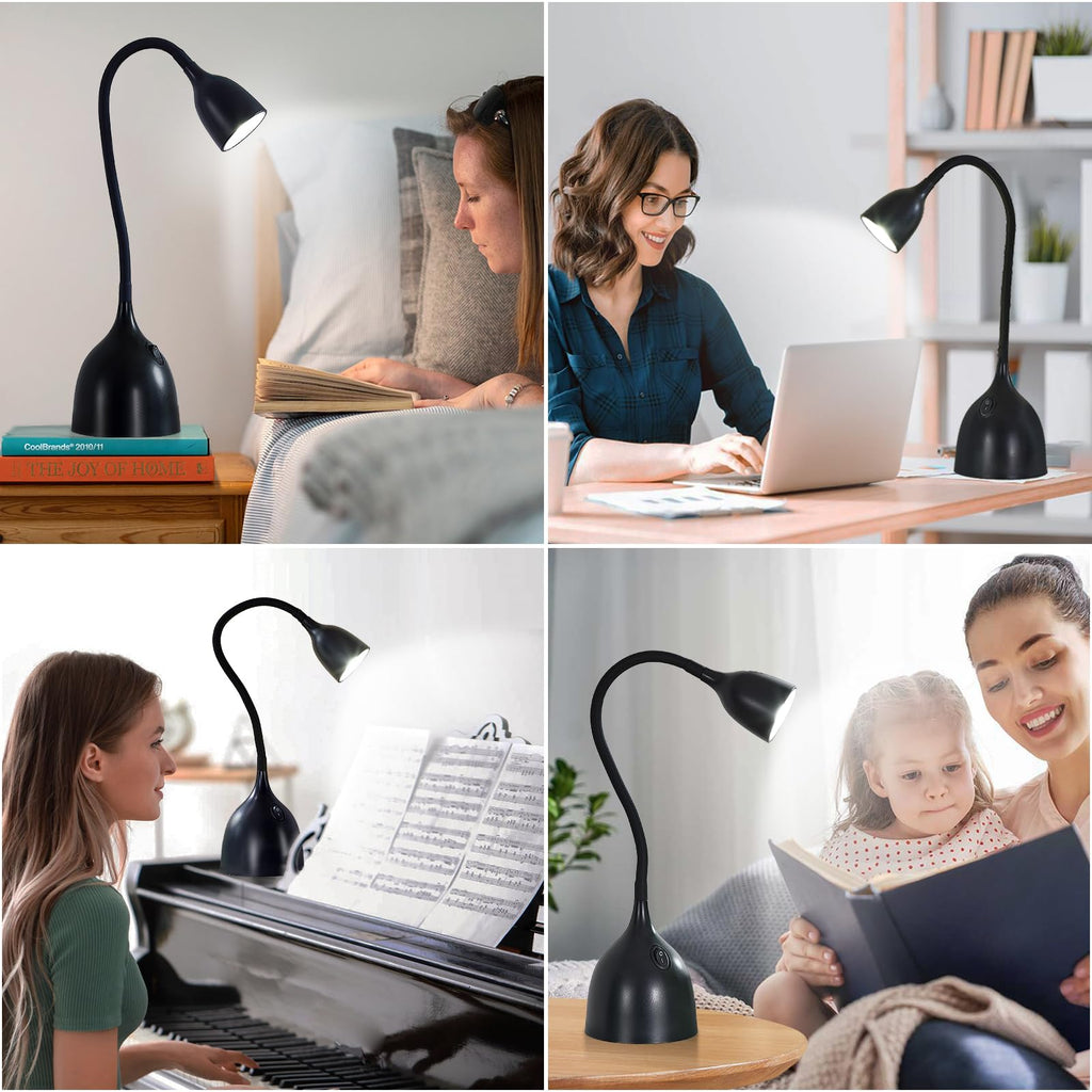 EJIAXIN Gooseneck Desk Lamp 360° LED Flexible Reading Light Small Desk Lamps for Small Spaces Home Office Bedroom College Dorm Desk Bookshelf Nightstand Table Lamp (Purple)