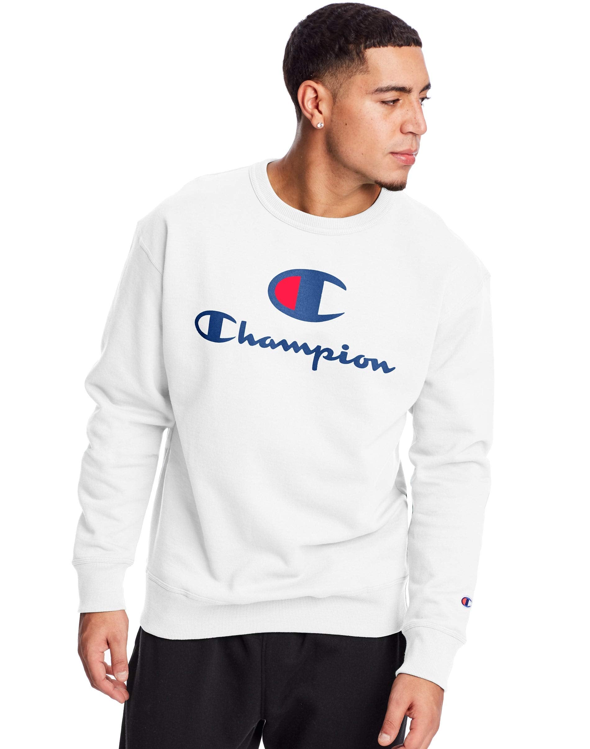 Champion Men's Men's Crewneck Fleece Sweatshirt, Standard Fit, Midweight, C Logo, Available in Regular and Big & Tall