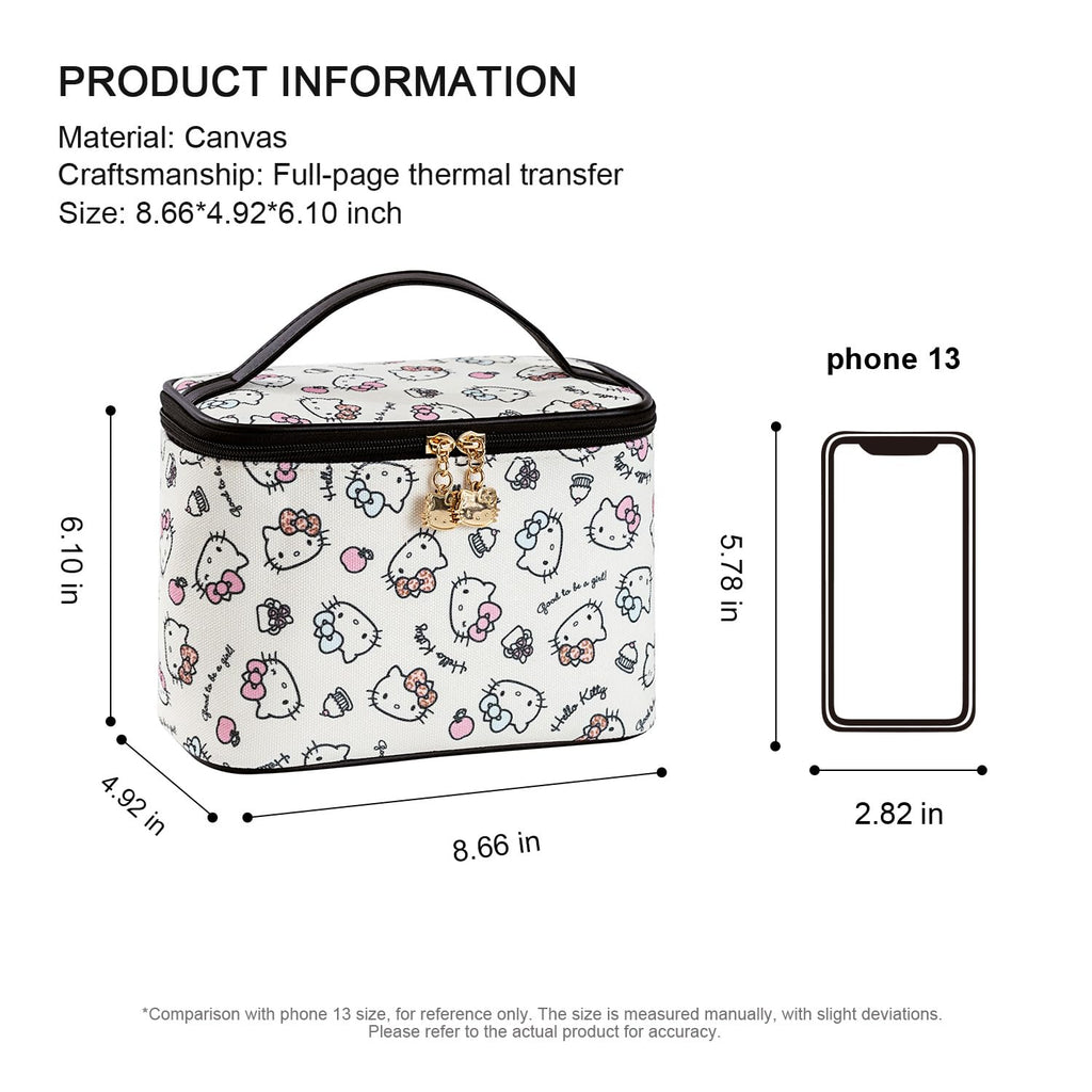 AmBealla Makeup Bag Large Waterproof Cosmetic Bags with Makeup Brush Holder,Cute Printed Makeup Organizer for Women Traveling,Portable Toiletry Bag for Girls
