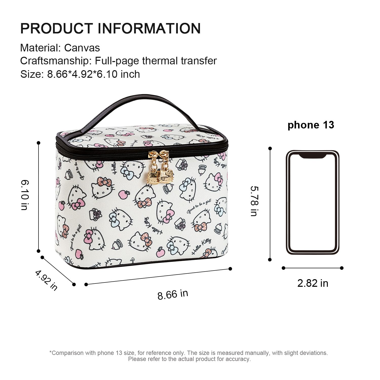 AmBealla Makeup Bag Large Waterproof Cosmetic Bags with Makeup Brush Holder,Cute Printed Makeup Organizer for Women Traveling,Portable Toiletry Bag for Girls