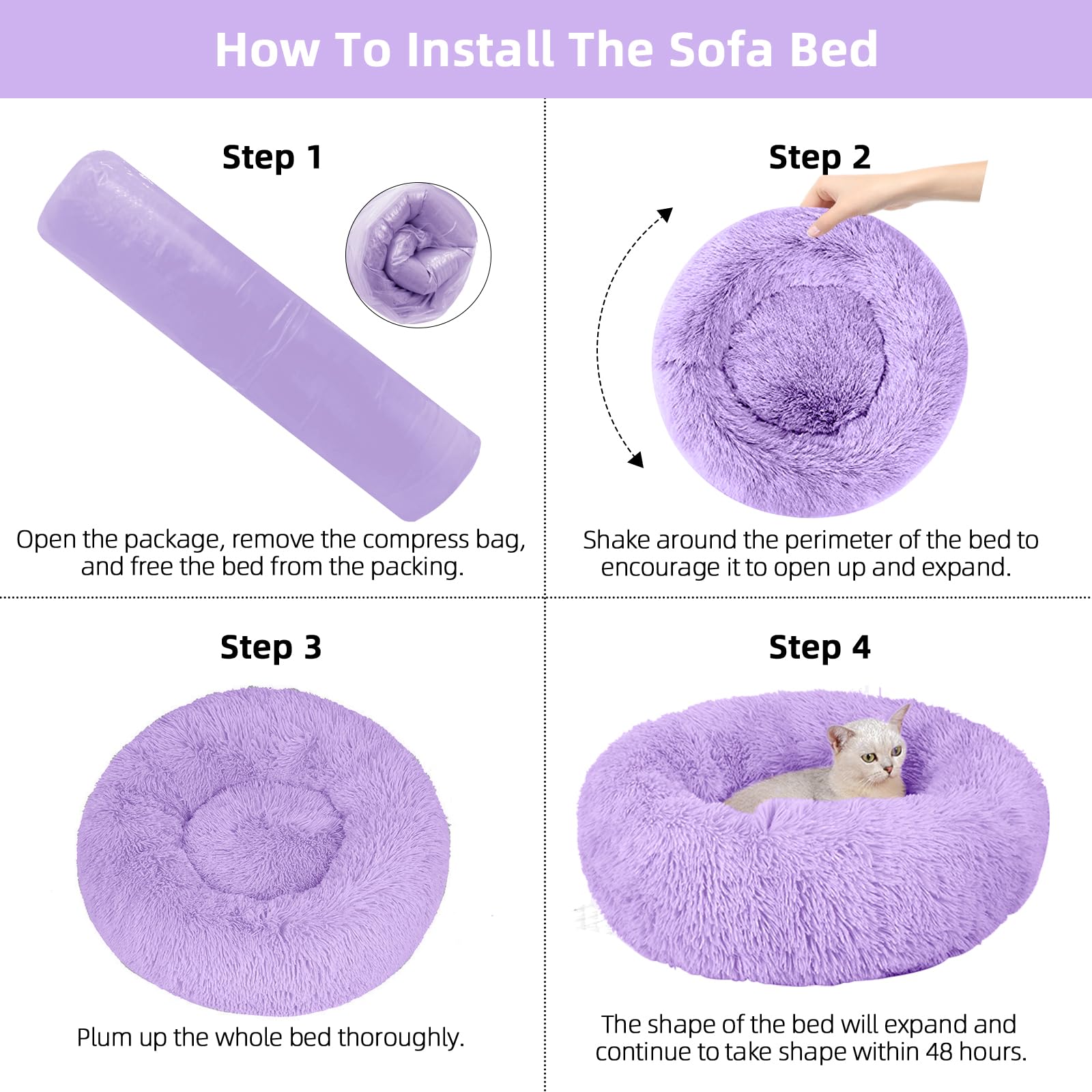 Nisrada Cat Beds for Indoor Cats,15.7 Inch Small Cats Beds, Washable-Round Pet Bed for Puppy and Kitten with Slip-Resistant Bottom
