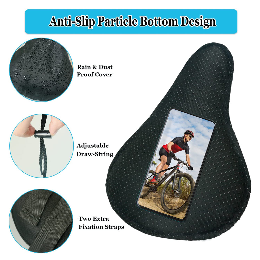 Geronmine Gel Bike Seat Cover Padded Bicycle Saddle Covers for Women & Men, Most Comfortable Exercise Bike Seat Cushion Cover, Soft for Spin Indoor Outdoor Cycling Class Mountain Stationary Bikes