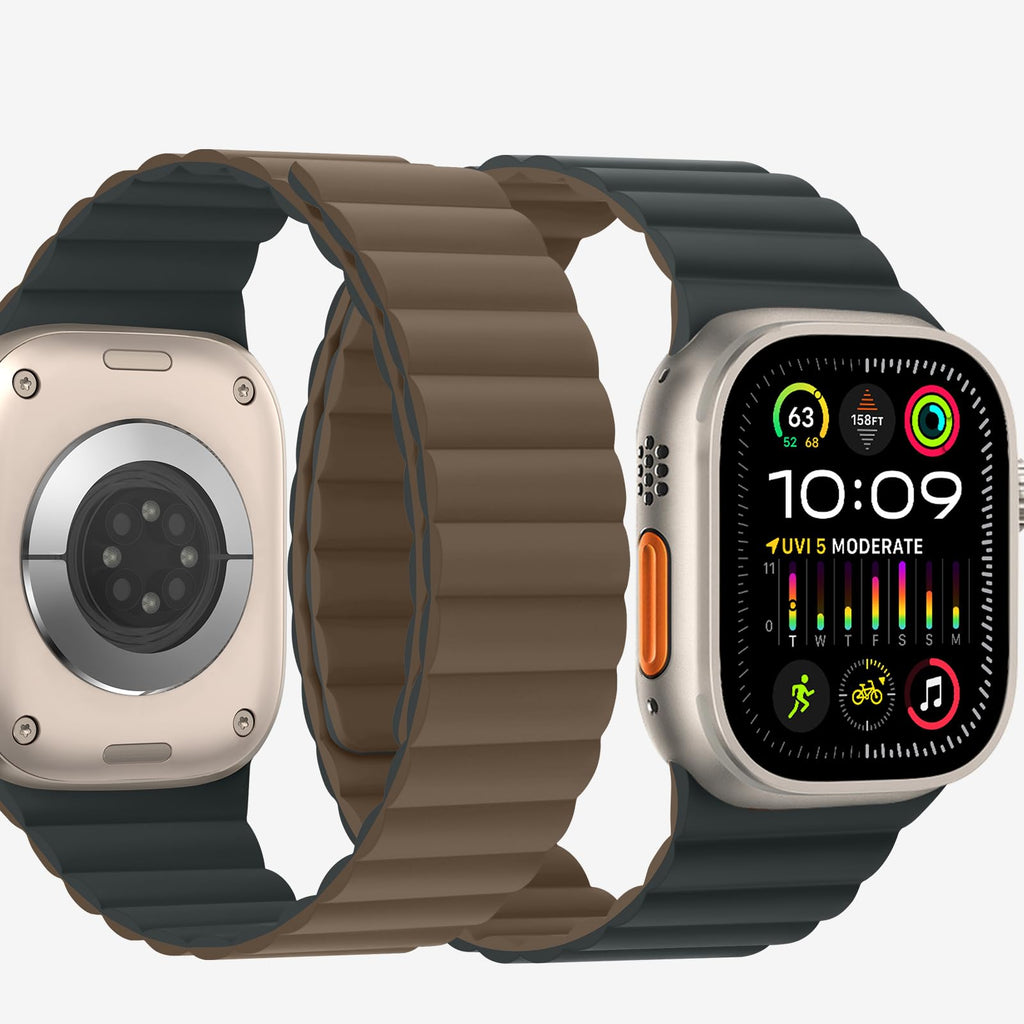 Bisikor Compatible with Apple Watch Band 49 46 45 44 42 41 40 38mm, Double Sided Wearable Silicone Magnetic Strap for iWatch Ultra SE Series 11 10 9 8 7 6 5 4 3 2 1 (38/40/41/42, Beige/Gray)