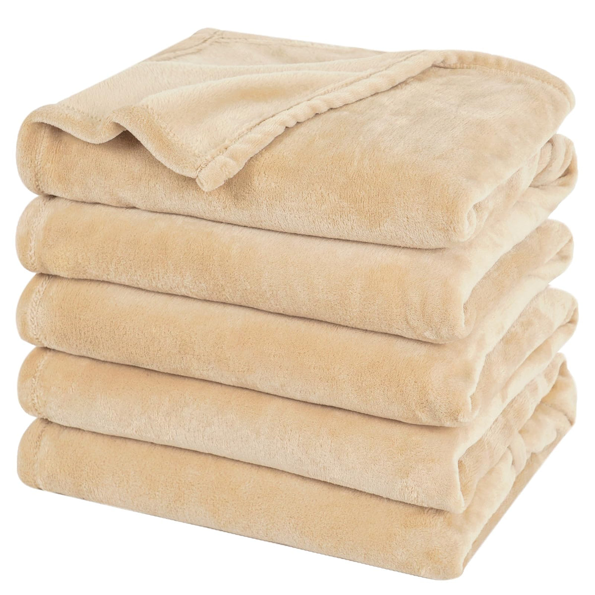 PHF Oversized King Big Fleece Blanket 120"x120", No Shed No Pilling Extra Large Soft Blanket, Giant 10'x 10' Lightweight for Bed, Sofa Travel and Camping, Suitable for All Season, Beige