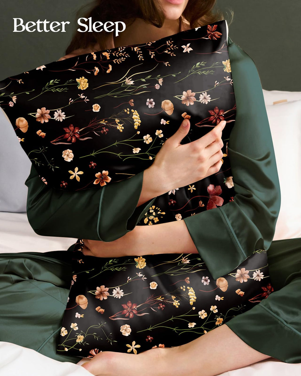 Miss Adola 2 Pack Mulberry Silk Pillowcase for Hair and Skin - Standard Size 20 x 26 Inches with Hidden Zipper Beige Flower 19 Momme Soft Sleeping Silk Pillow Case for Women, Moms