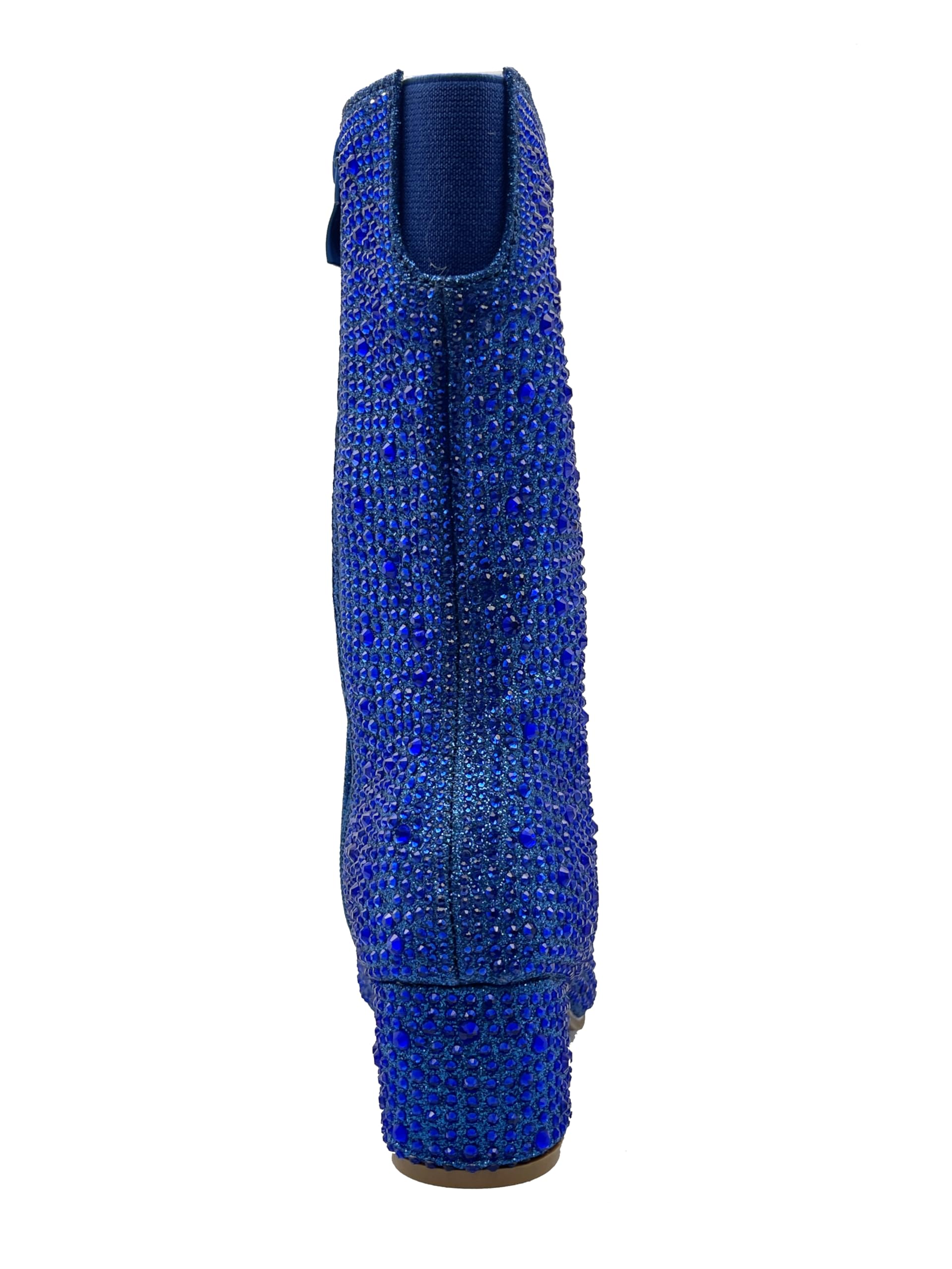 ABSOLEX Girl's Rhinestone Round Toe Knee High Chunky Low Heel Boot