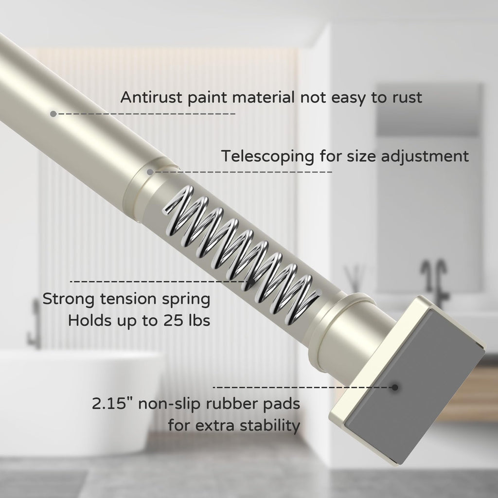 UIOSANRT Tension Shower Curtain Rod 31-55 Inches Non-Slip Shower Rod Tension Mounted No Drill Black Shower Curtain Rods Spring Tension Rod Adjustable Tension Curtain Rod for Windows Bathroom