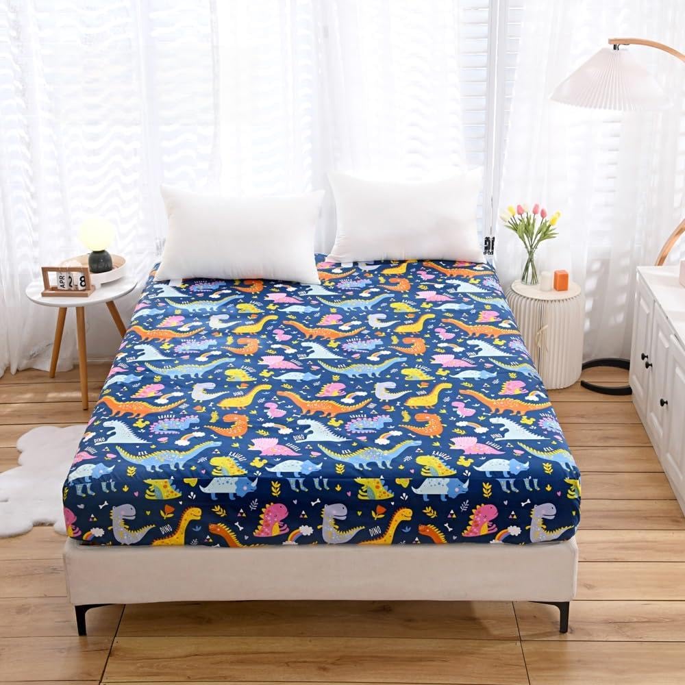 Bedding Fitted Sheet with Deep Pocket,3D Pattern Printed Fabric Bed Sheets (Black Butterfly,Twin)