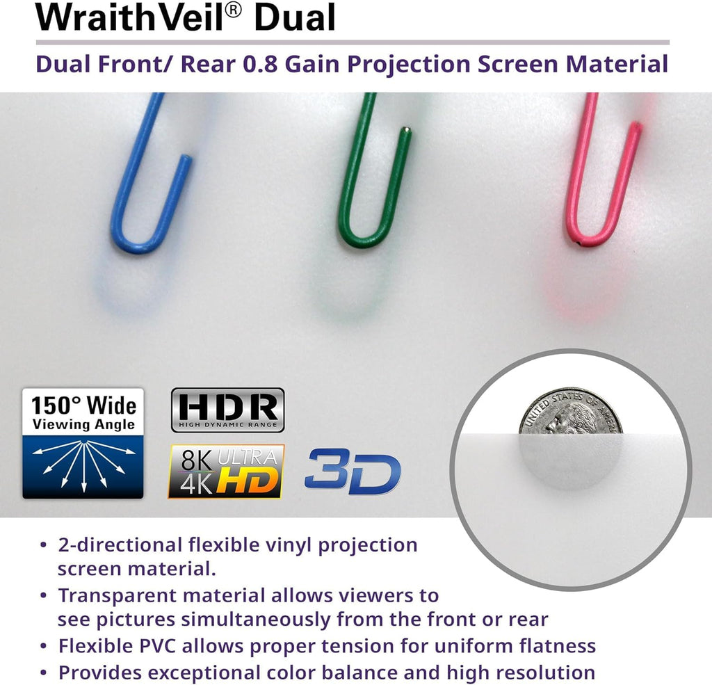 Elite Screens 100-inch Wraith Veil DUAL, 16:9, 0.8 Gain, 150° Viewing Angle, Front & Rear Projection Screen, Yardmaster 2 OMS100H2-Dual